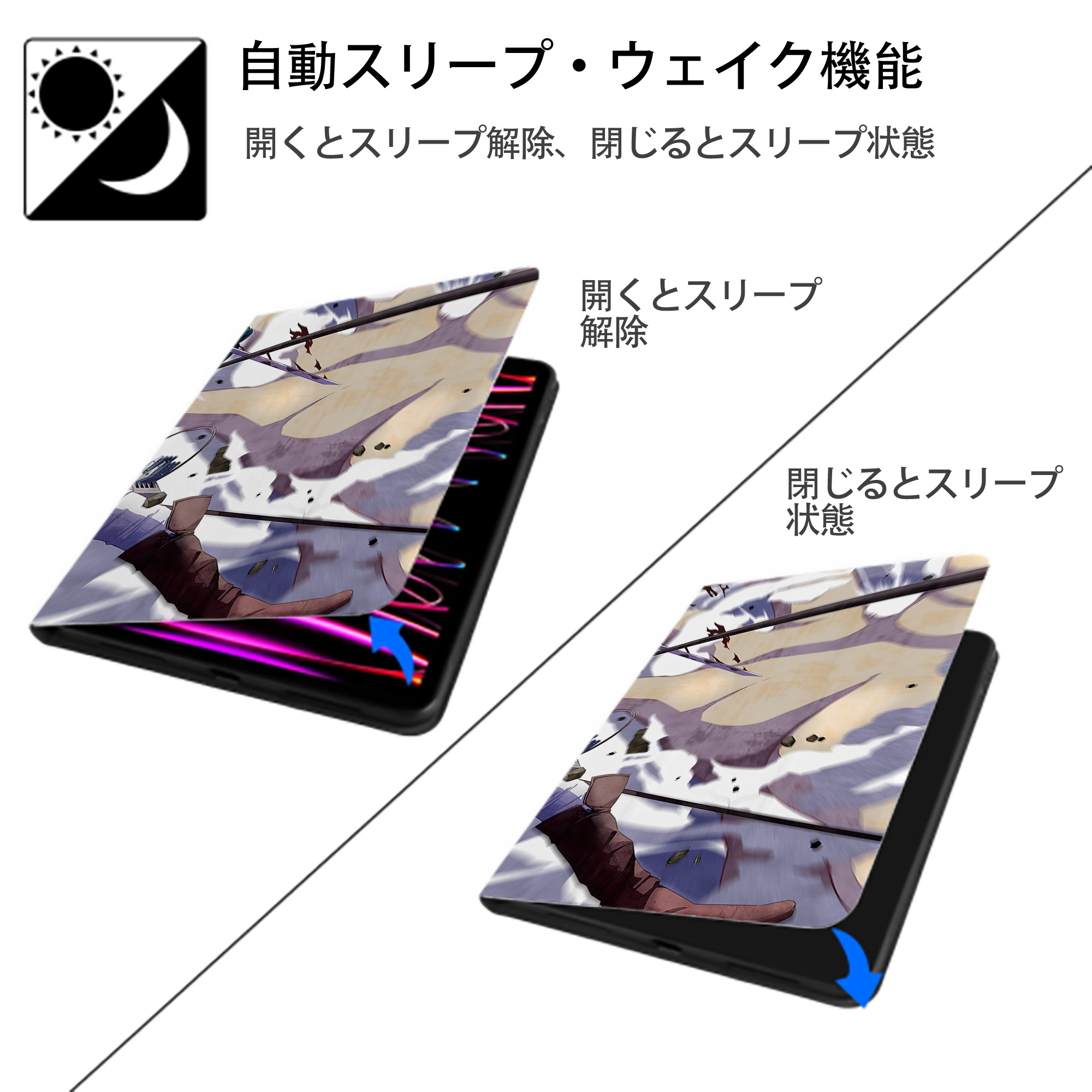 進撃の巨人 Attack on Titan IPadケース ペンホルダー付き ブックスタイルデザイン