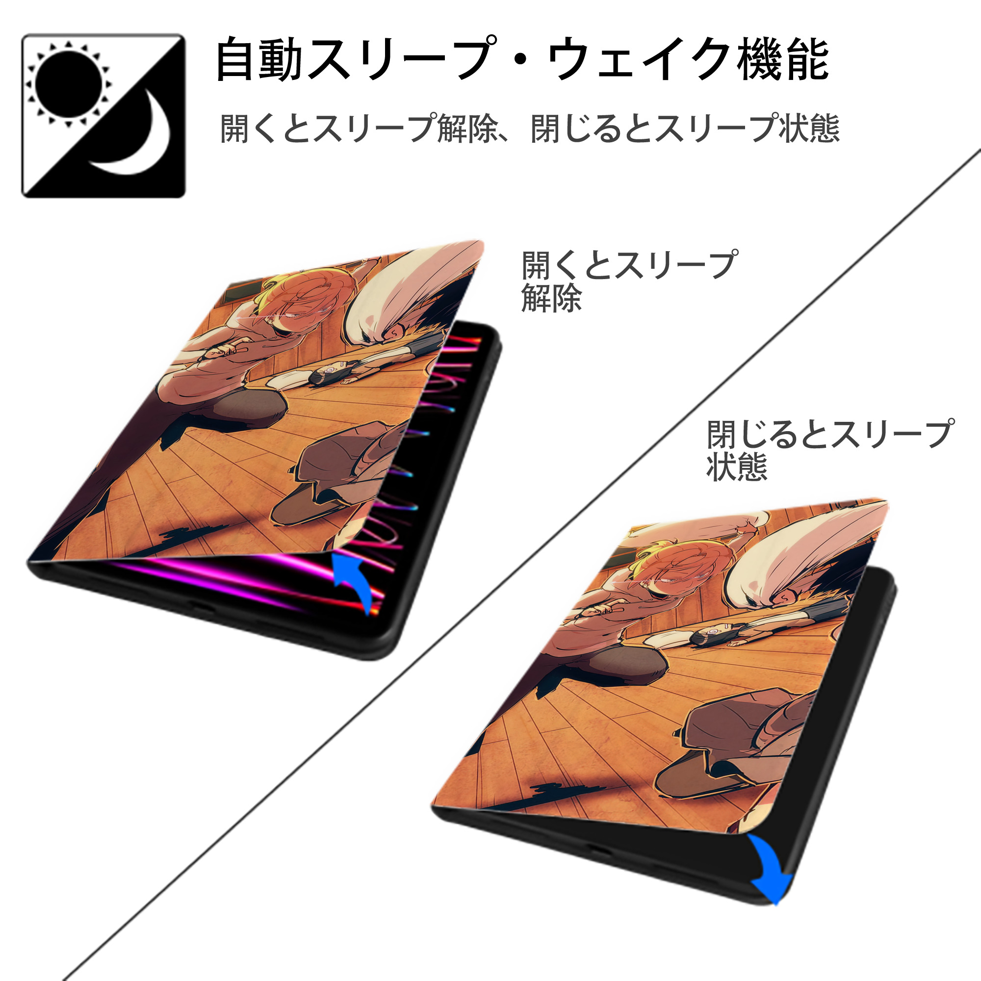 進撃の巨人 Attack on Titan IPadケース ペンホルダー付き ブックスタイルデザイン