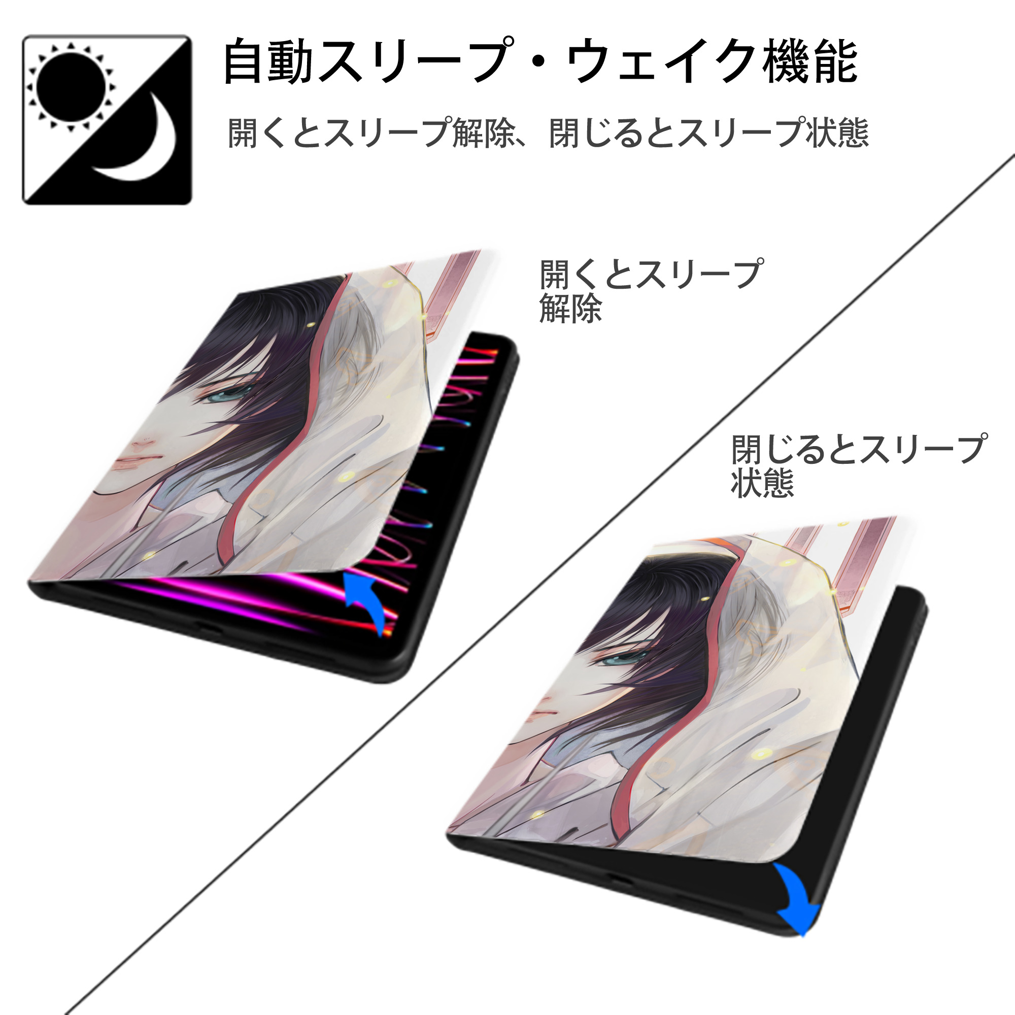 進撃の巨人 Attack on Titan IPadケース ペンホルダー付き ブックスタイルデザイン