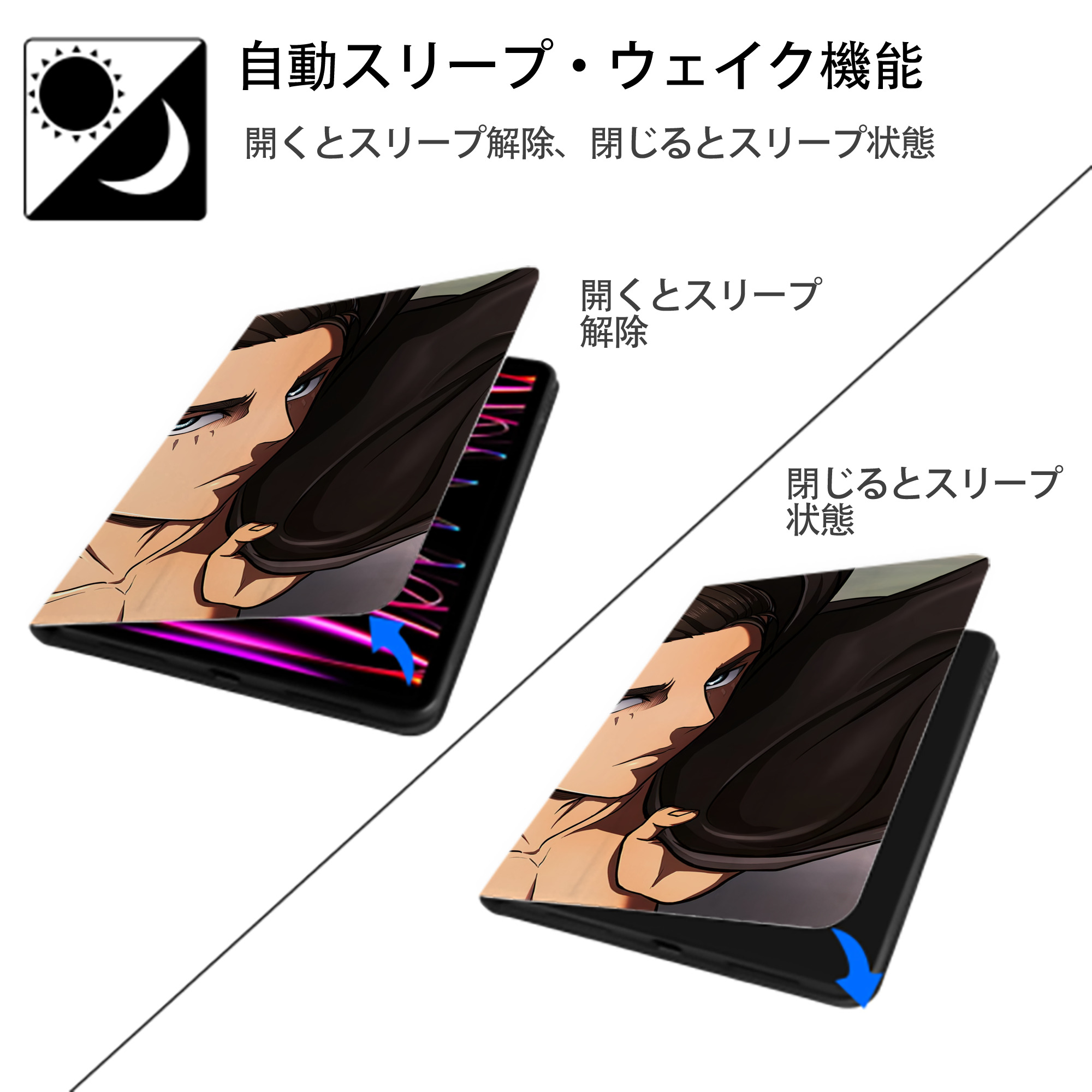 進撃の巨人 Attack on Titan IPadケース ペンホルダー付き ブックスタイルデザイン