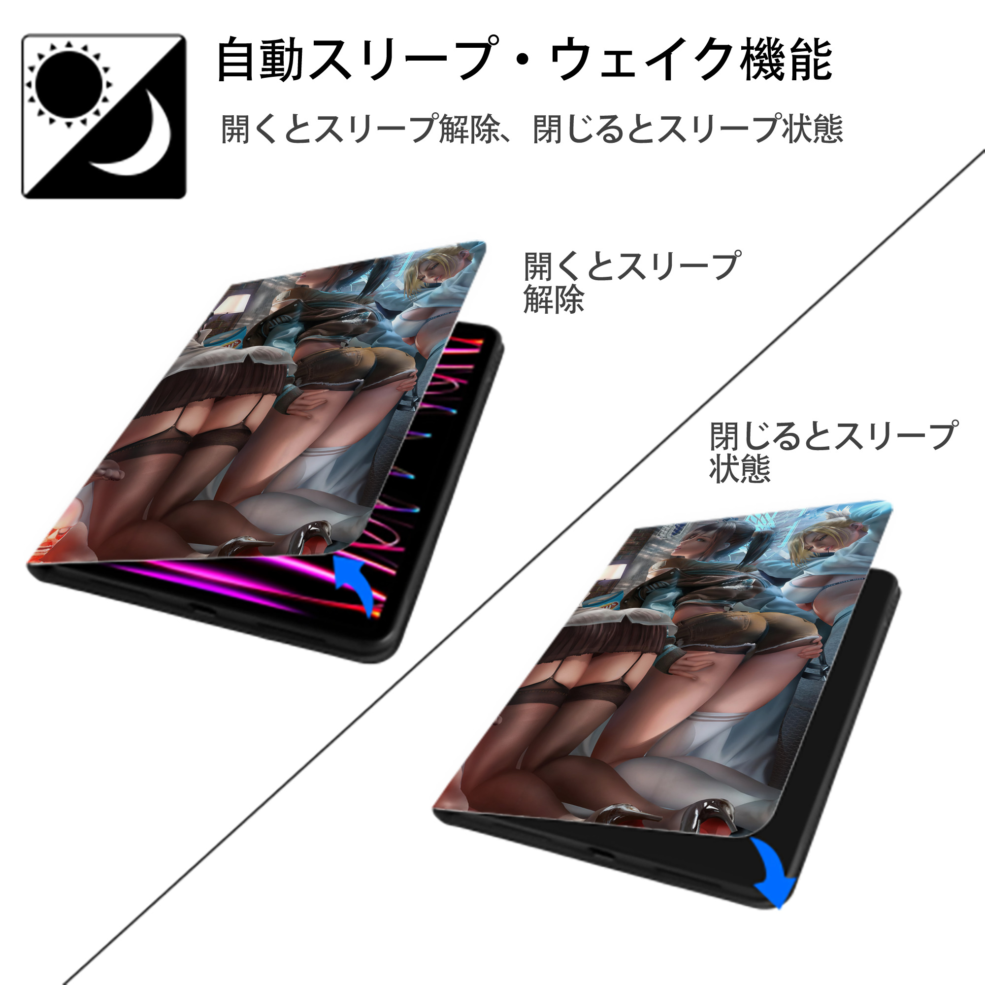 進撃の巨人 Attack on Titan IPadケース ペンホルダー付き ブックスタイルデザイン