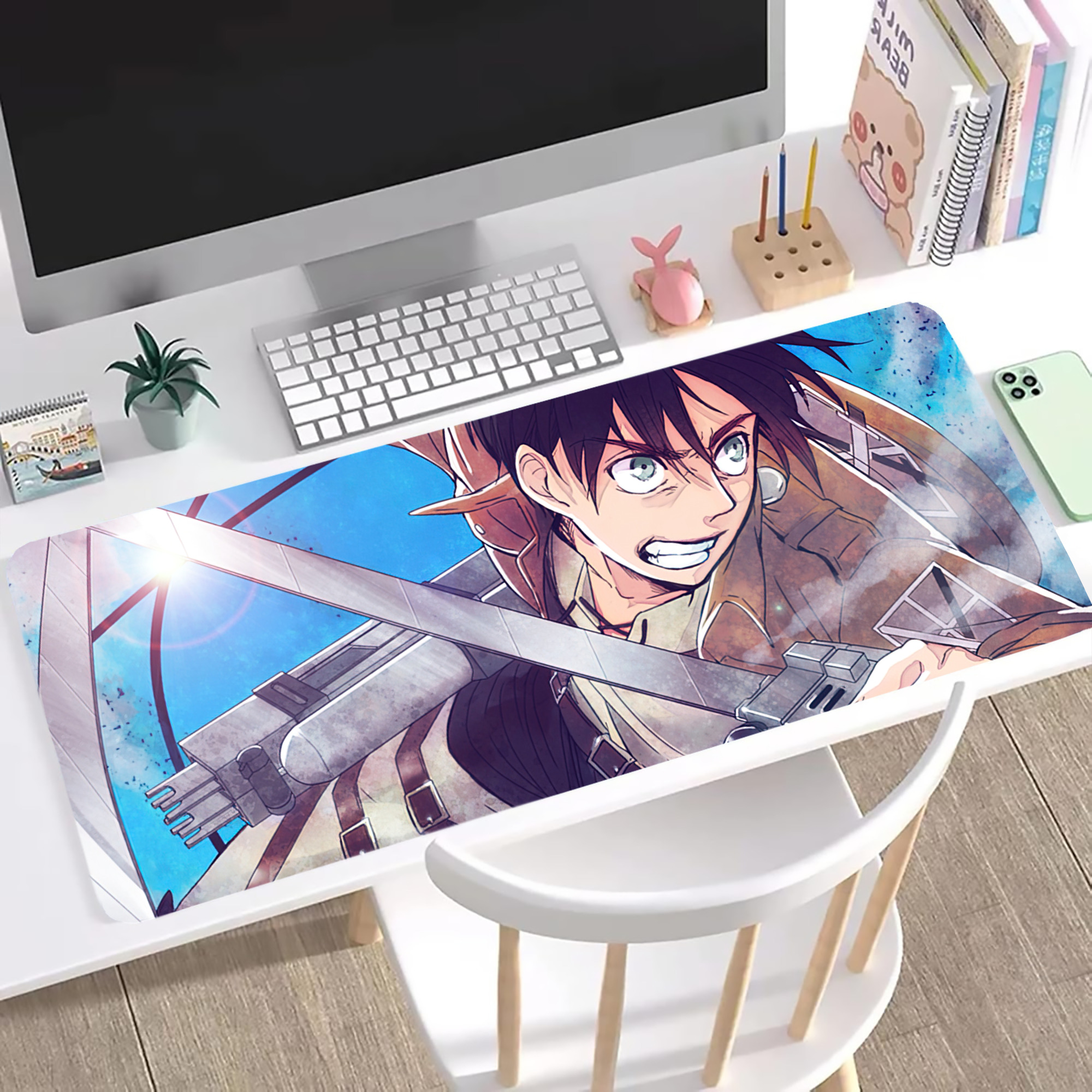 （画像用） 進撃の巨人 Attack on Titan ステッチ加工 大判デスクマット／滑り止めマウスパッド
