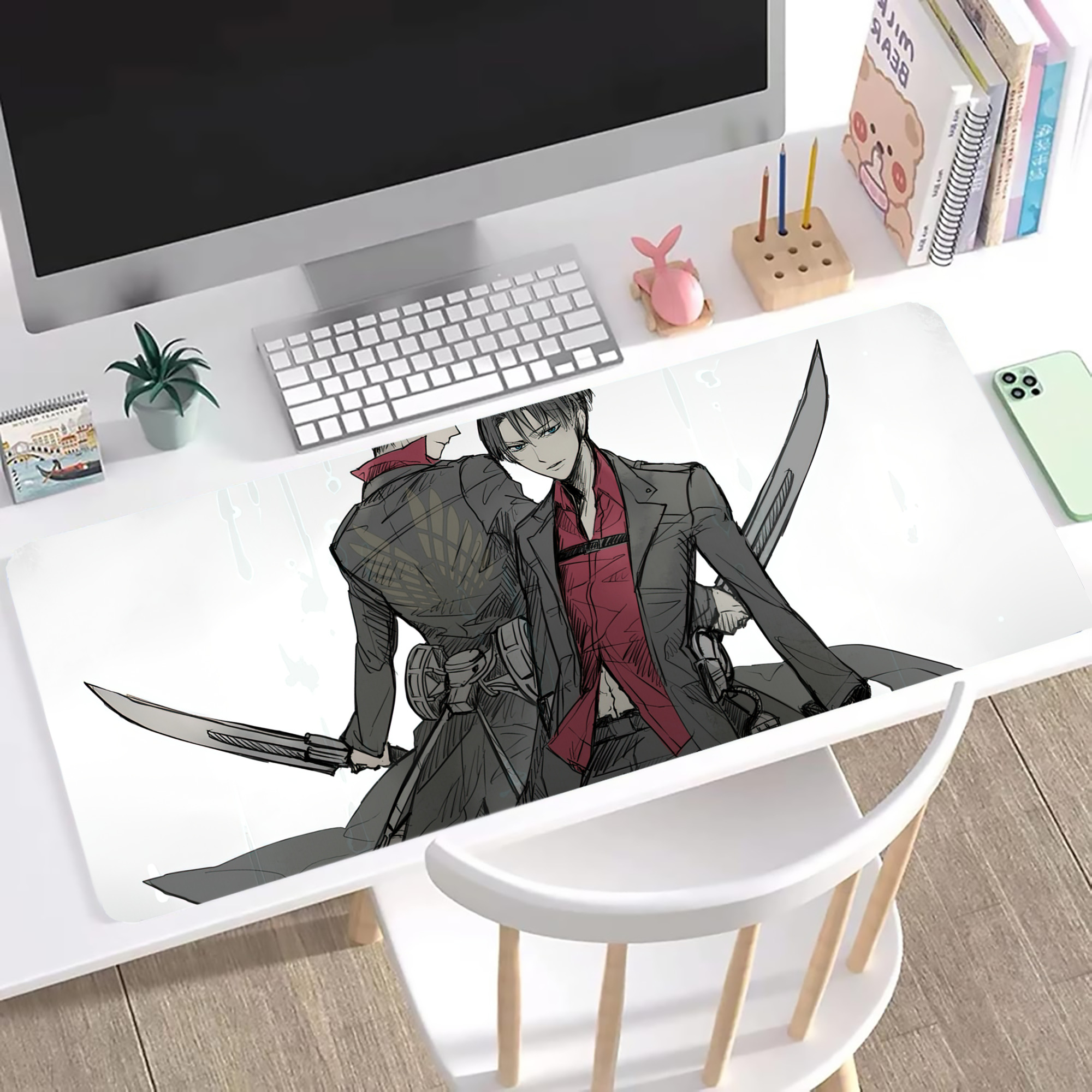 （画像用） 進撃の巨人 Attack on Titan ステッチ加工 大判デスクマット／滑り止めマウスパッド