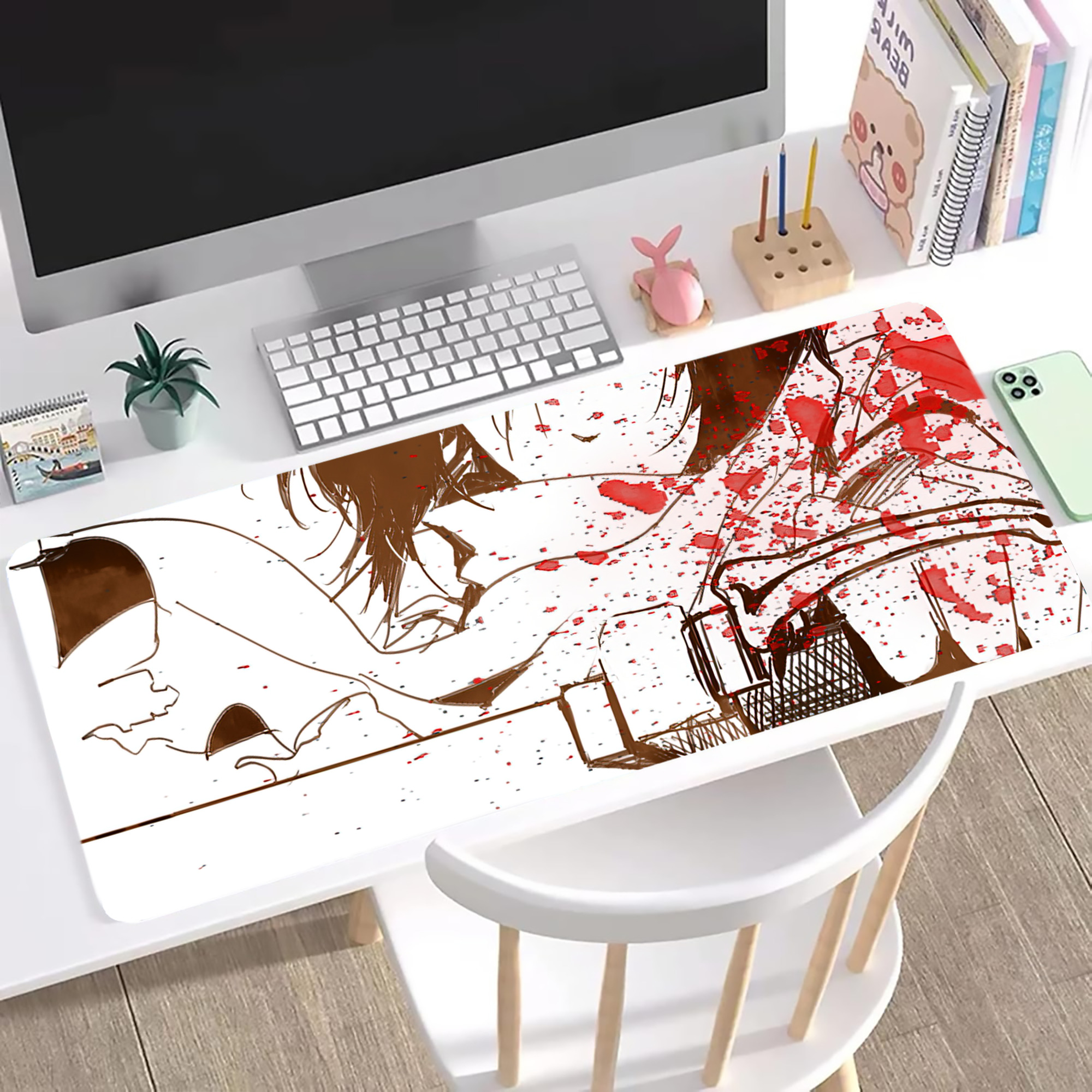 （画像用） 進撃の巨人 Attack on Titan ステッチ加工 大判デスクマット／滑り止めマウスパッド