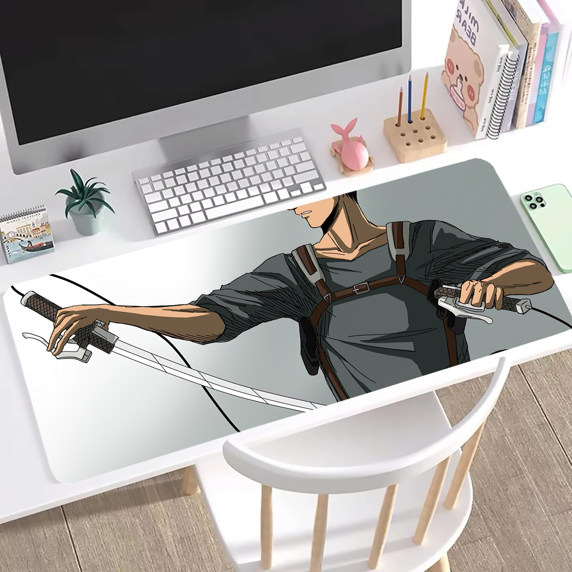 （画像用） 進撃の巨人 Attack on Titan ステッチ加工 大判デスクマット／滑り止めマウスパッド