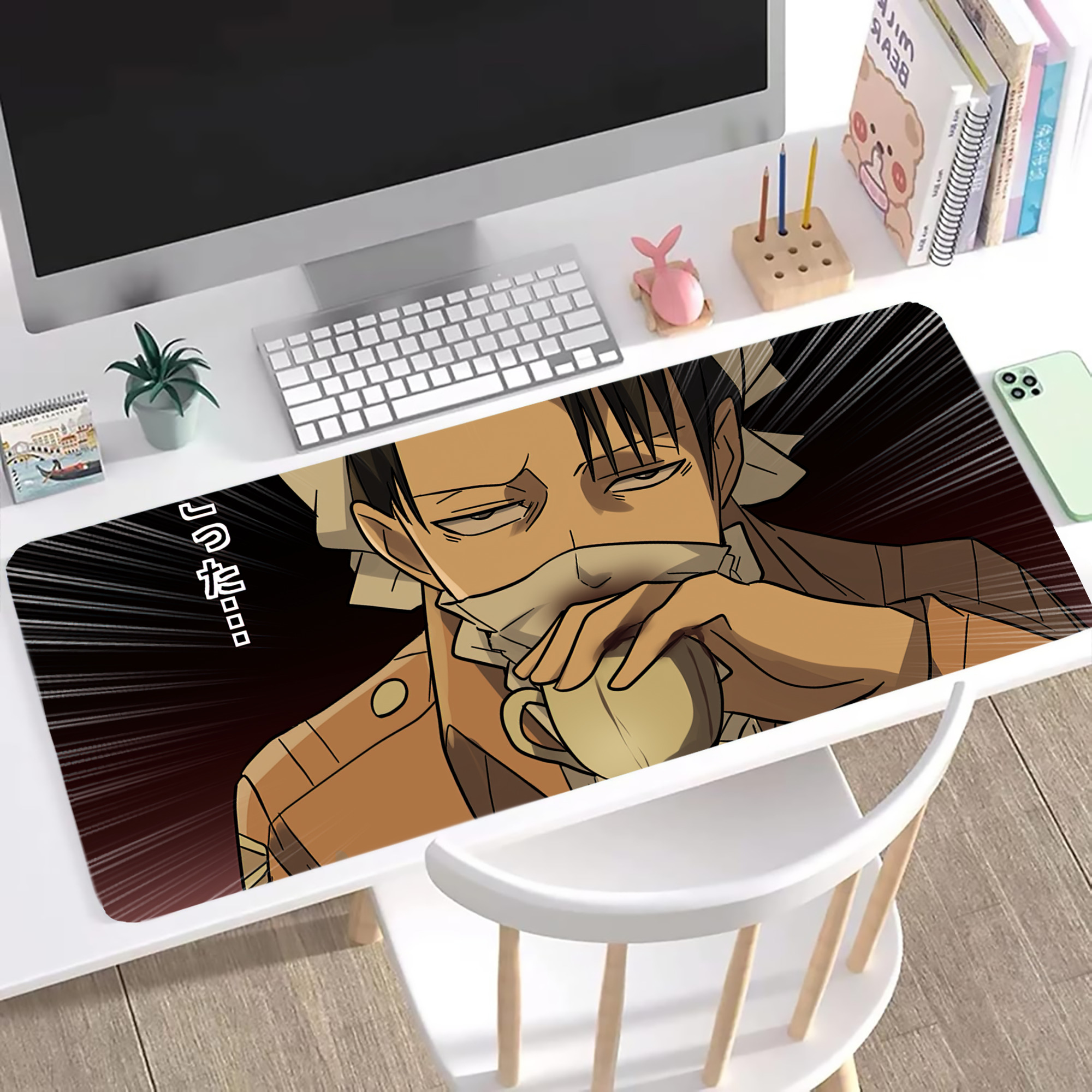 （画像用） 進撃の巨人 Attack on Titan ステッチ加工 大判デスクマット／滑り止めマウスパッド