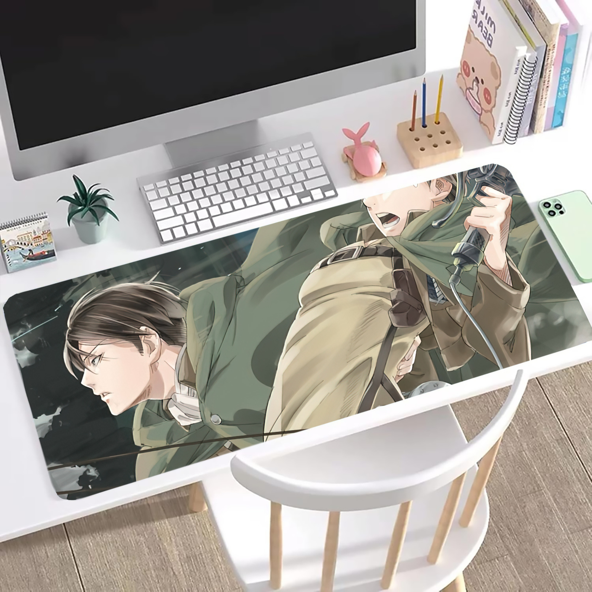 （画像用） 進撃の巨人 Attack on Titan ステッチ加工 大判デスクマット／滑り止めマウスパッド