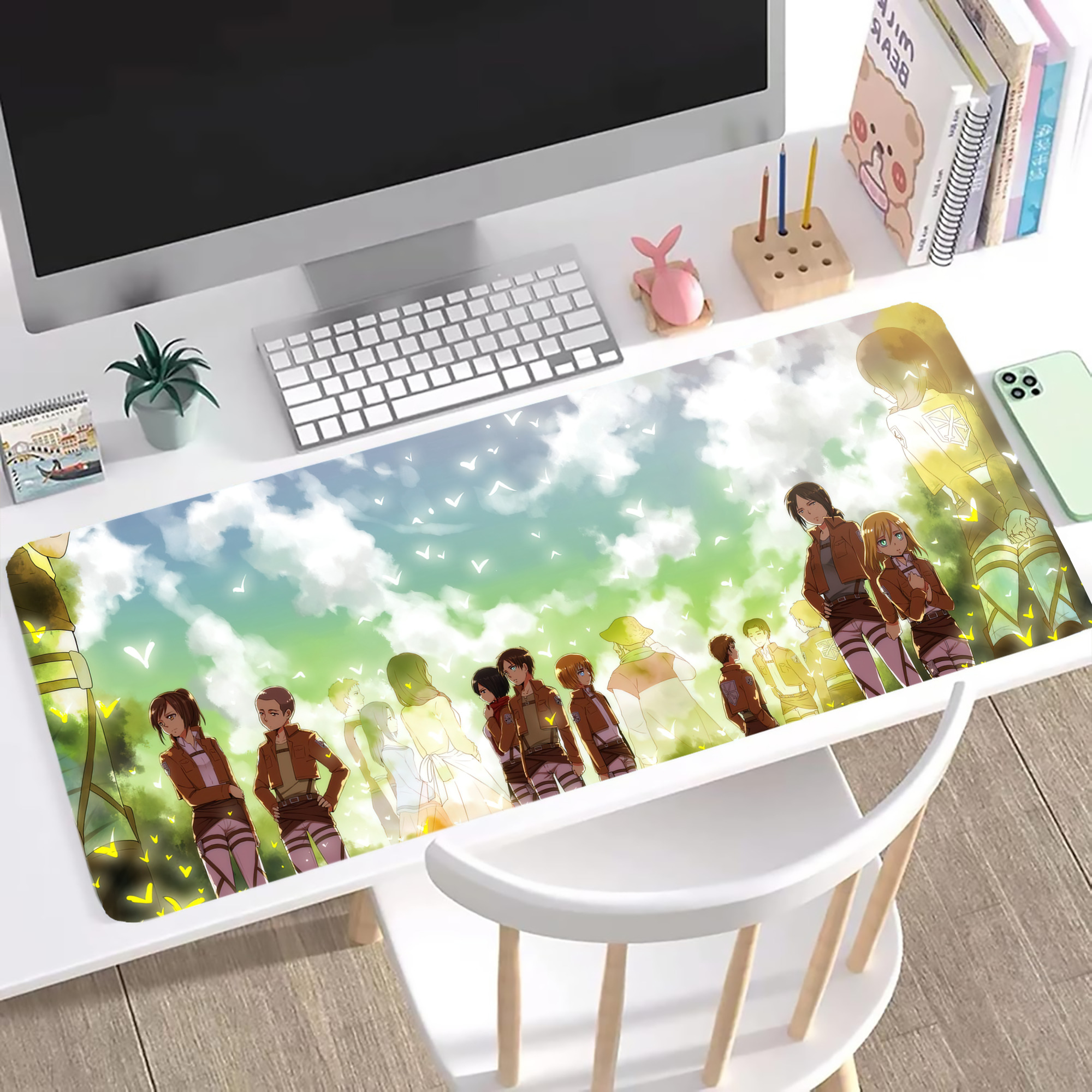 （画像用） 進撃の巨人 Attack on Titan ステッチ加工 大判デスクマット／滑り止めマウスパッド