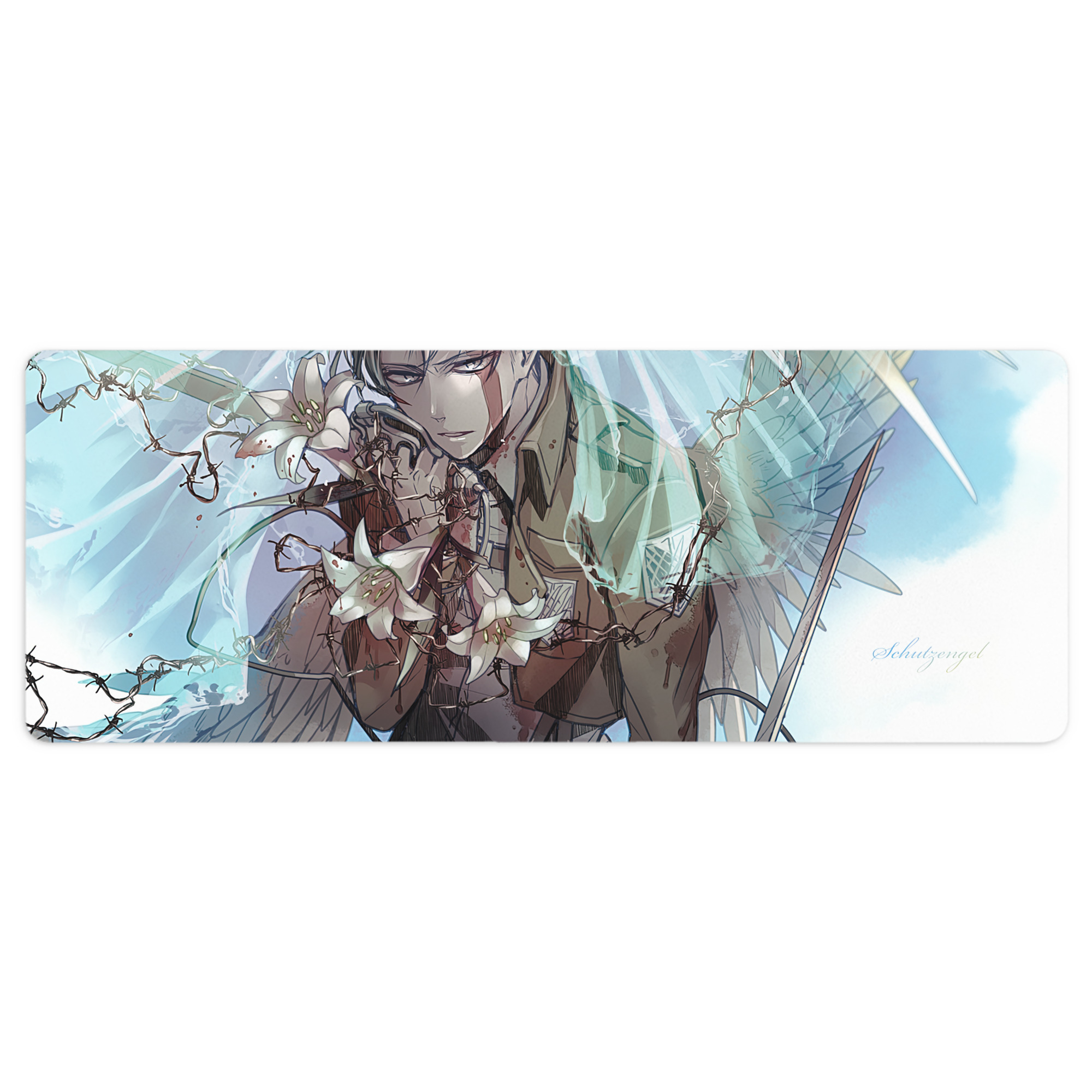 （画像用） 進撃の巨人 Attack on Titan ステッチ加工 大判デスクマット／滑り止めマウスパッド