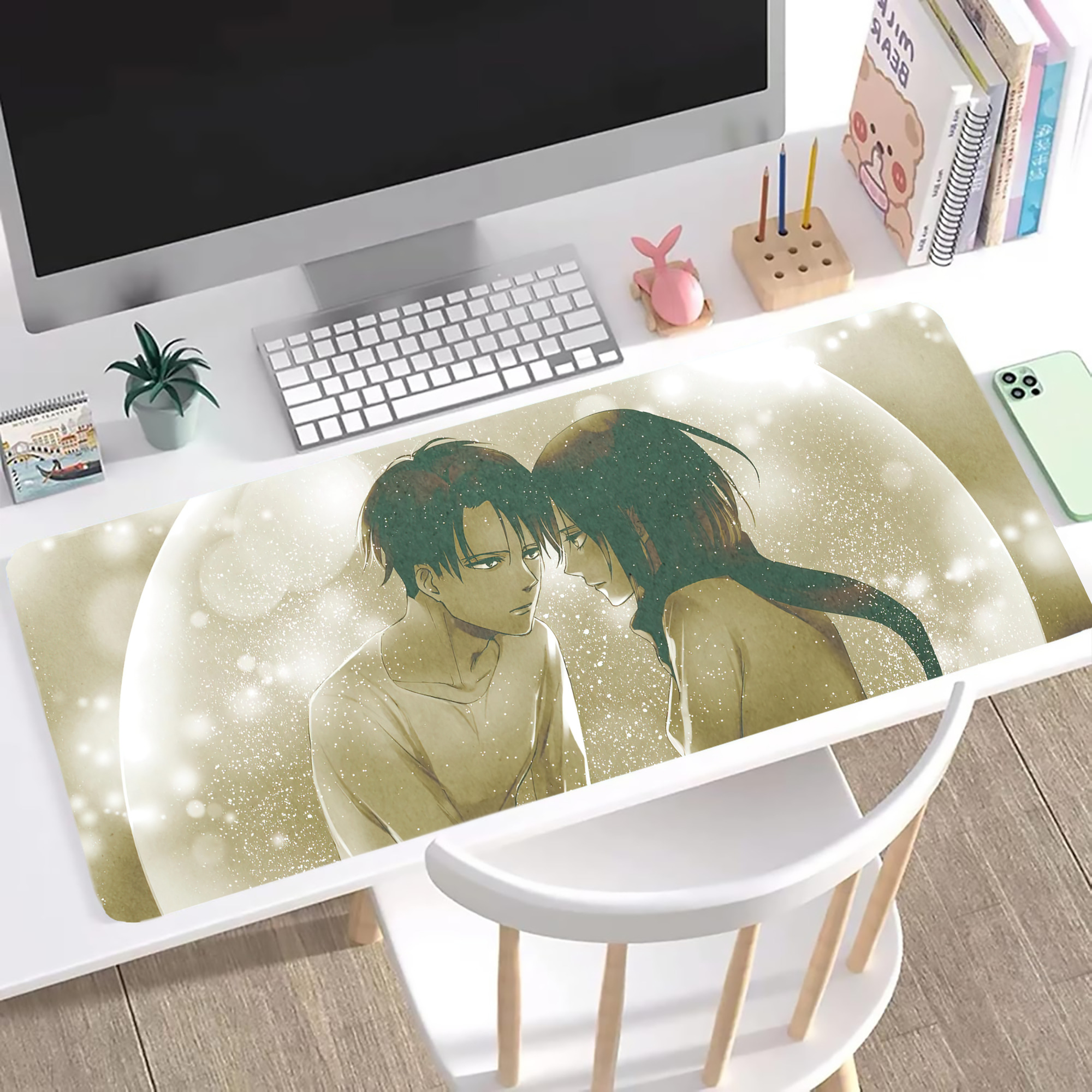（画像用） 進撃の巨人 Attack on Titan ステッチ加工 大判デスクマット／滑り止めマウスパッド