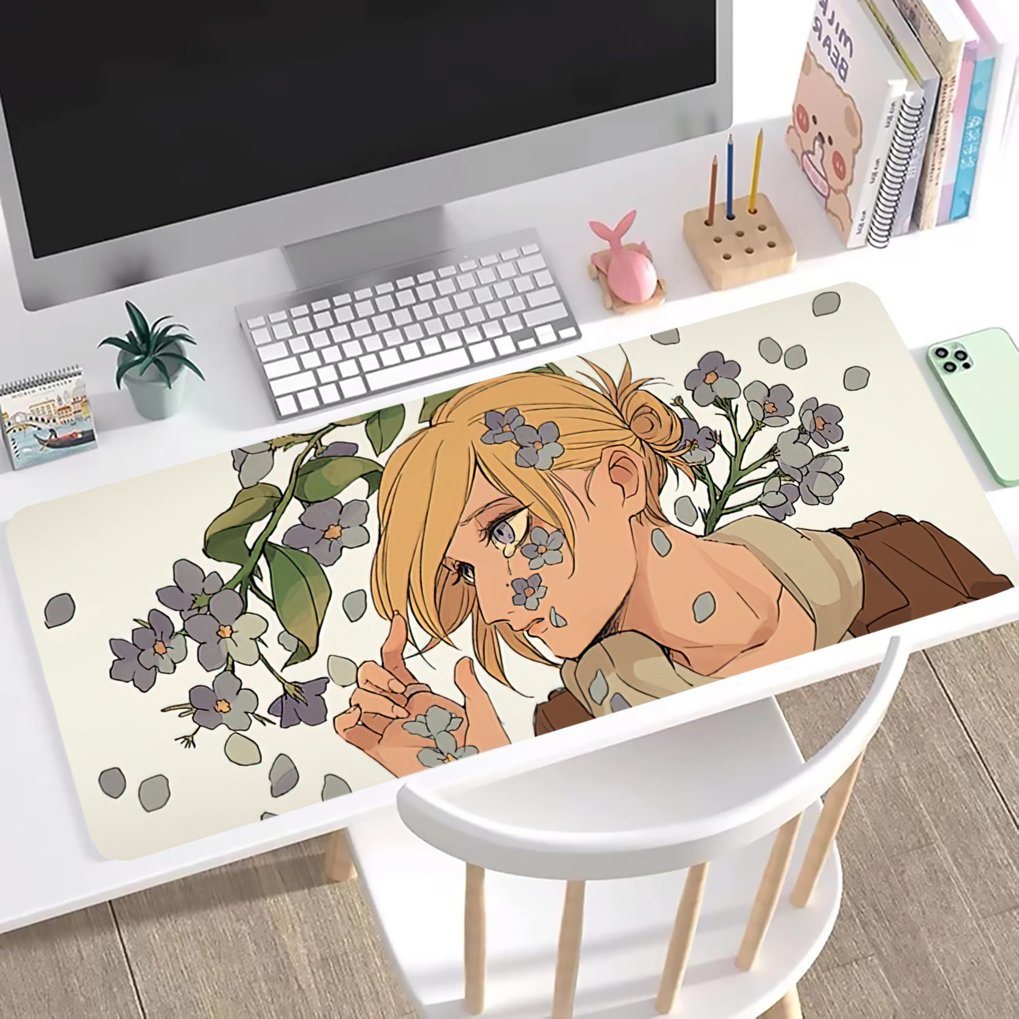 （画像用） 進撃の巨人 Attack on Titan ステッチ加工 大判デスクマット／滑り止めマウスパッド
