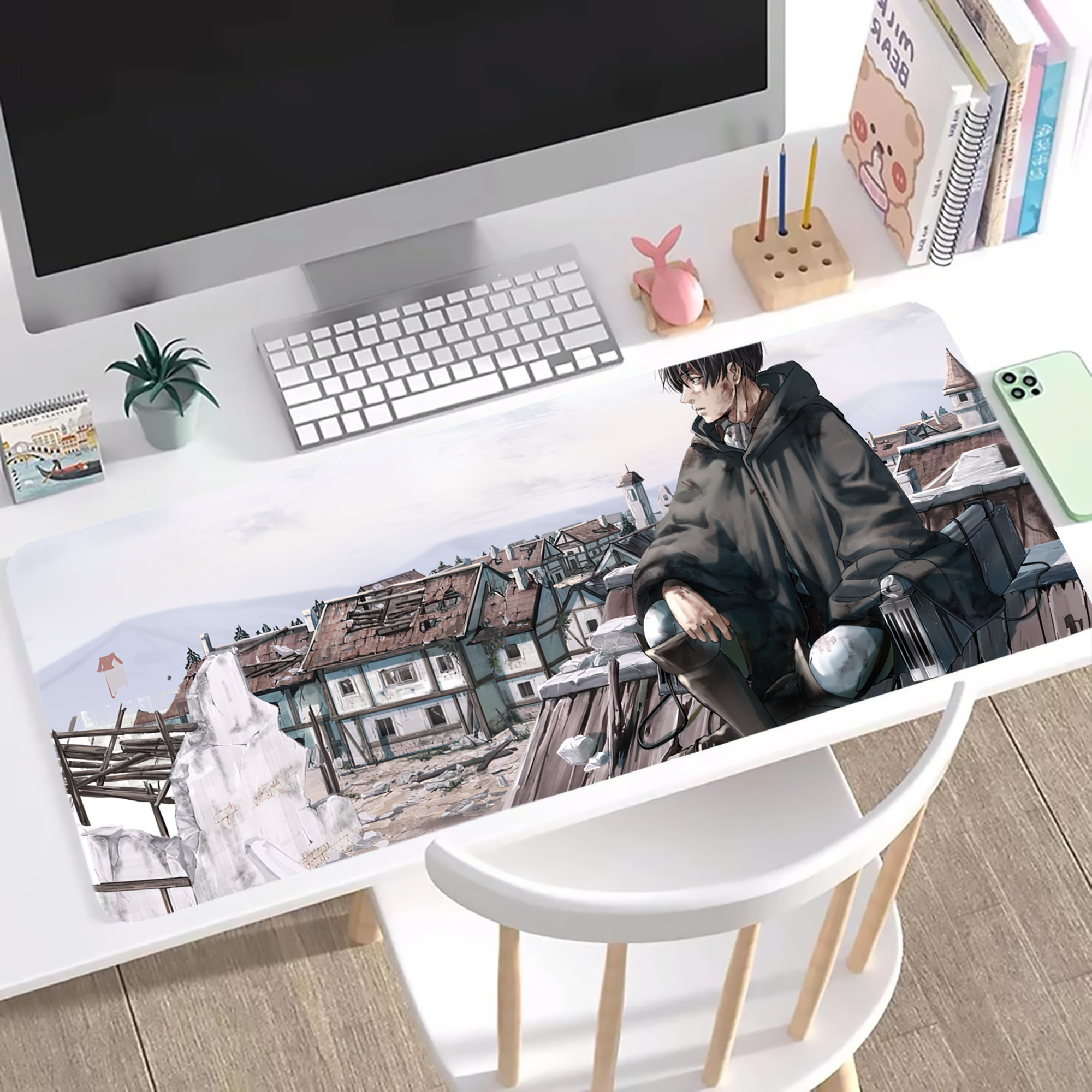 （画像用） 進撃の巨人 Attack on Titan ステッチ加工 大判デスクマット／滑り止めマウスパッド