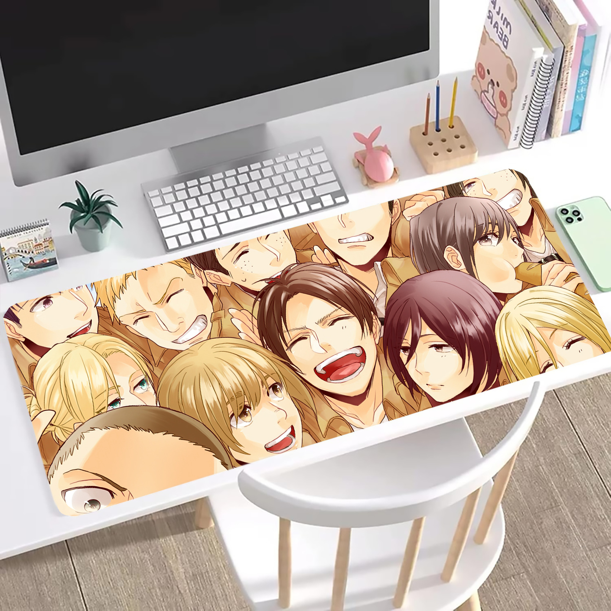 （画像用） 進撃の巨人 Attack on Titan ステッチ加工 大判デスクマット／滑り止めマウスパッド