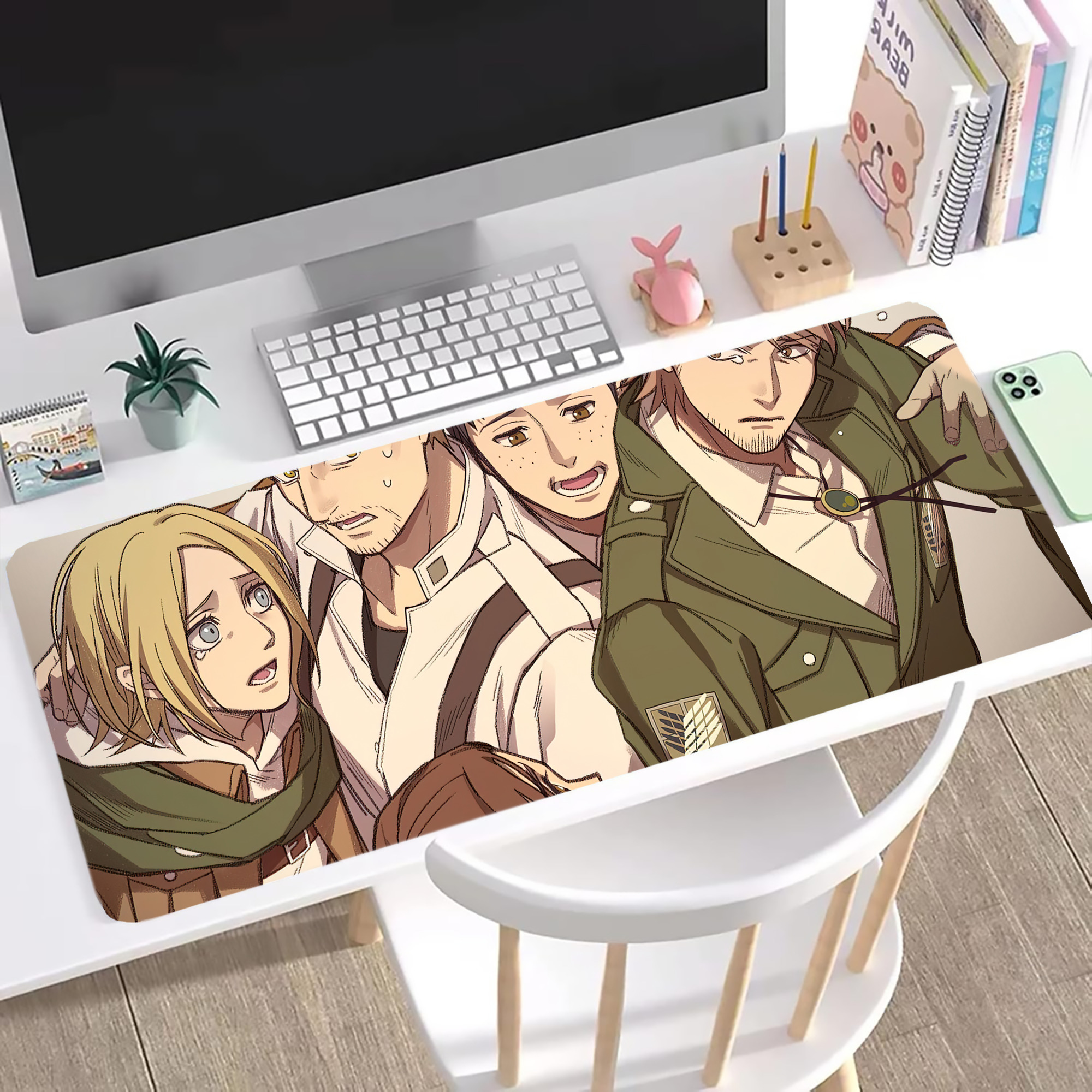 （画像用） 進撃の巨人 Attack on Titan ステッチ加工 大判デスクマット／滑り止めマウスパッド