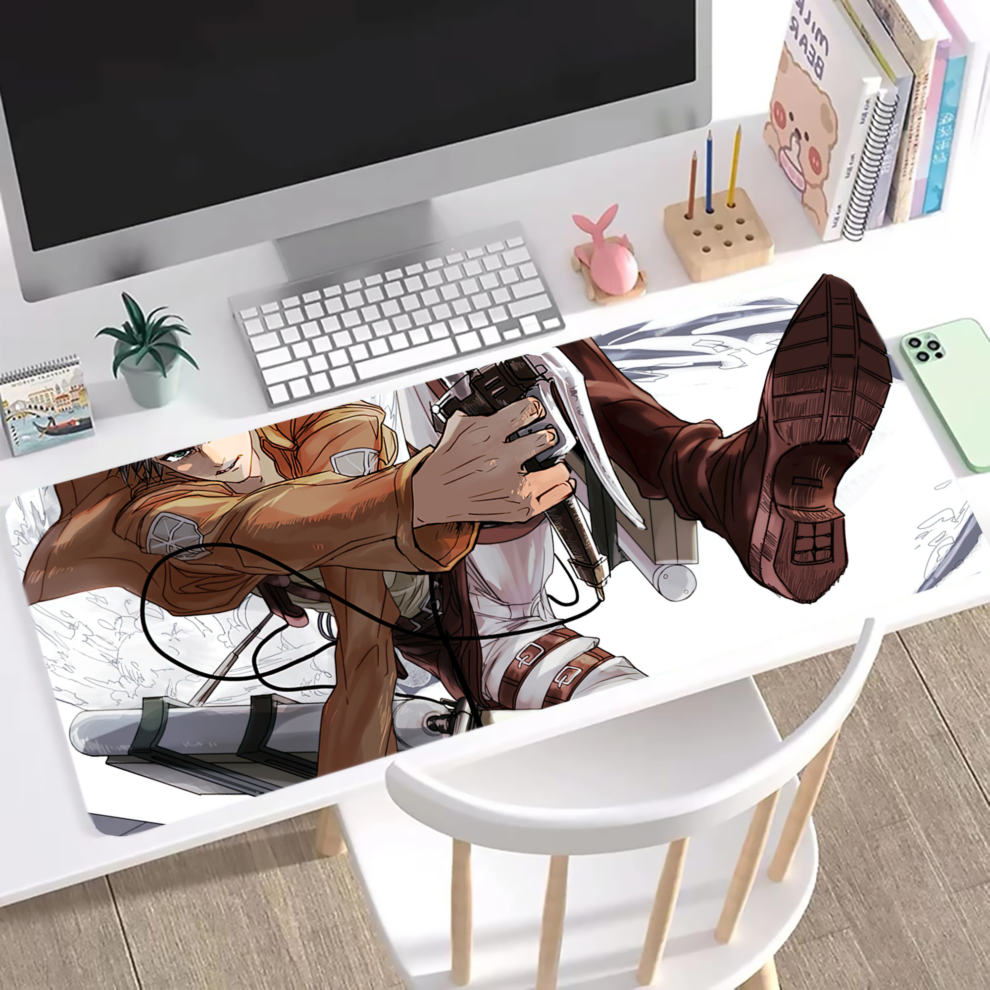 （画像用） 進撃の巨人 Attack on Titan ステッチ加工 大判デスクマット／滑り止めマウスパッド