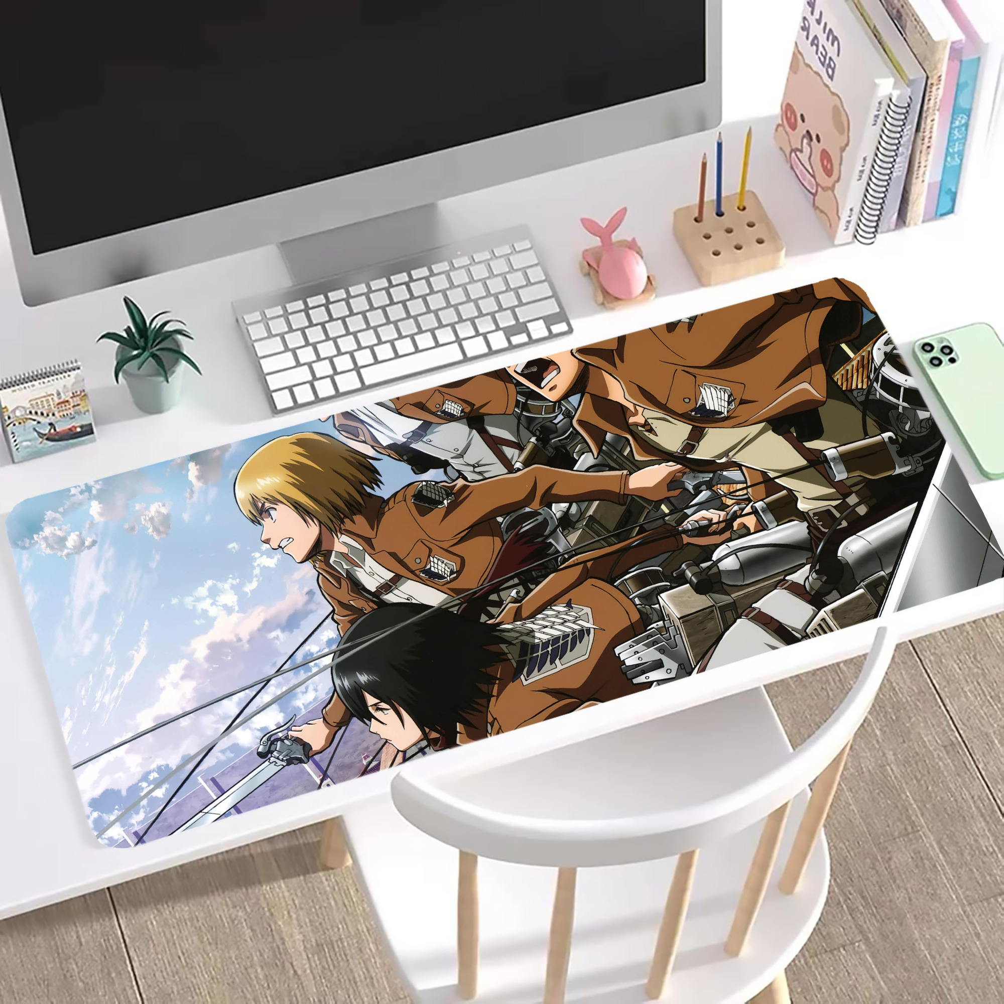 （画像用） 進撃の巨人 Attack on Titan ステッチ加工 大判デスクマット／滑り止めマウスパッド