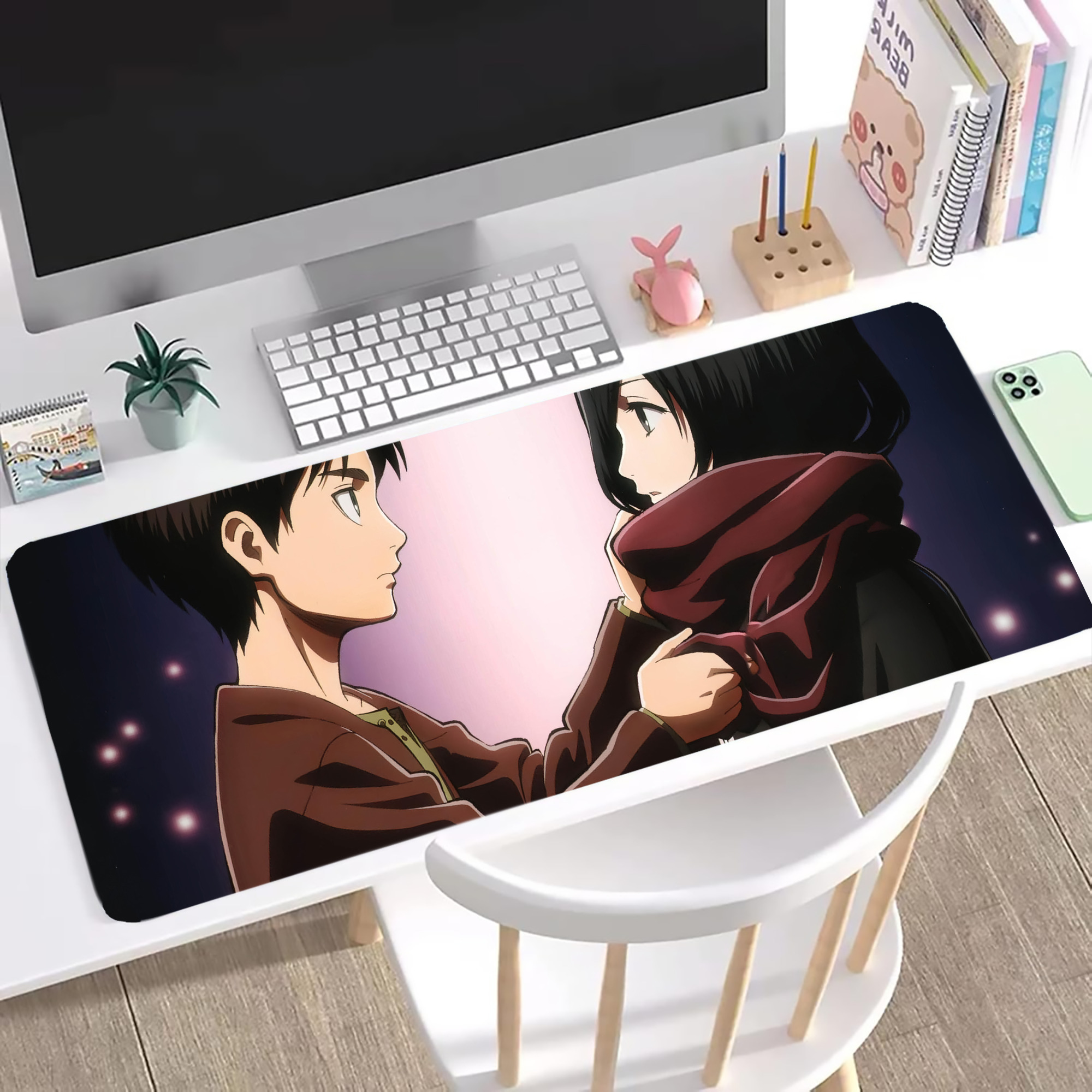 （画像用） 進撃の巨人 Attack on Titan ステッチ加工 大判デスクマット／滑り止めマウスパッド