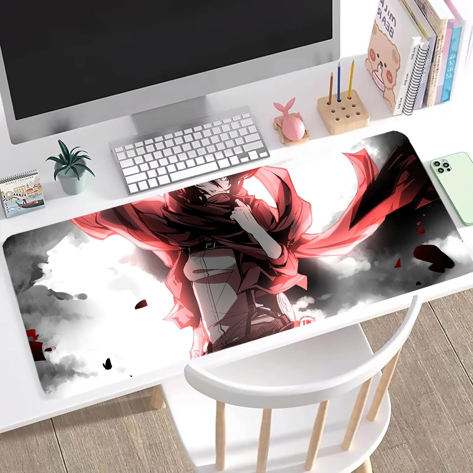 （画像用） 進撃の巨人 Attack on Titan ステッチ加工 大判デスクマット／滑り止めマウスパッド