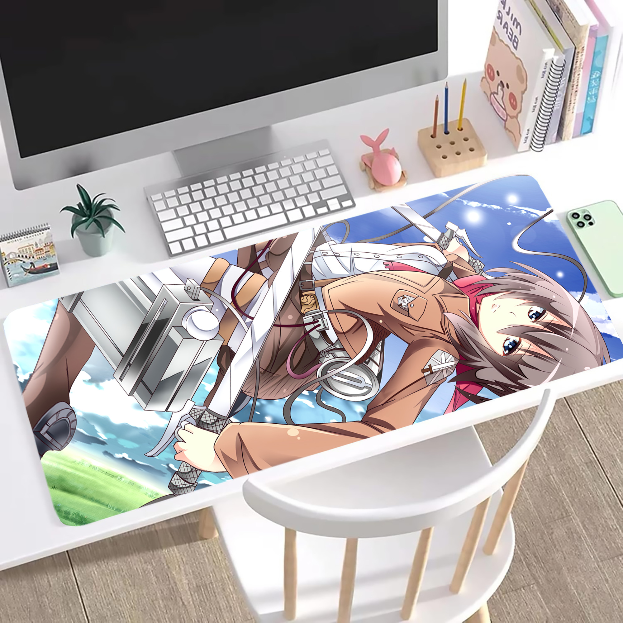 （画像用） 進撃の巨人 Attack on Titan ステッチ加工 大判デスクマット／滑り止めマウスパッド