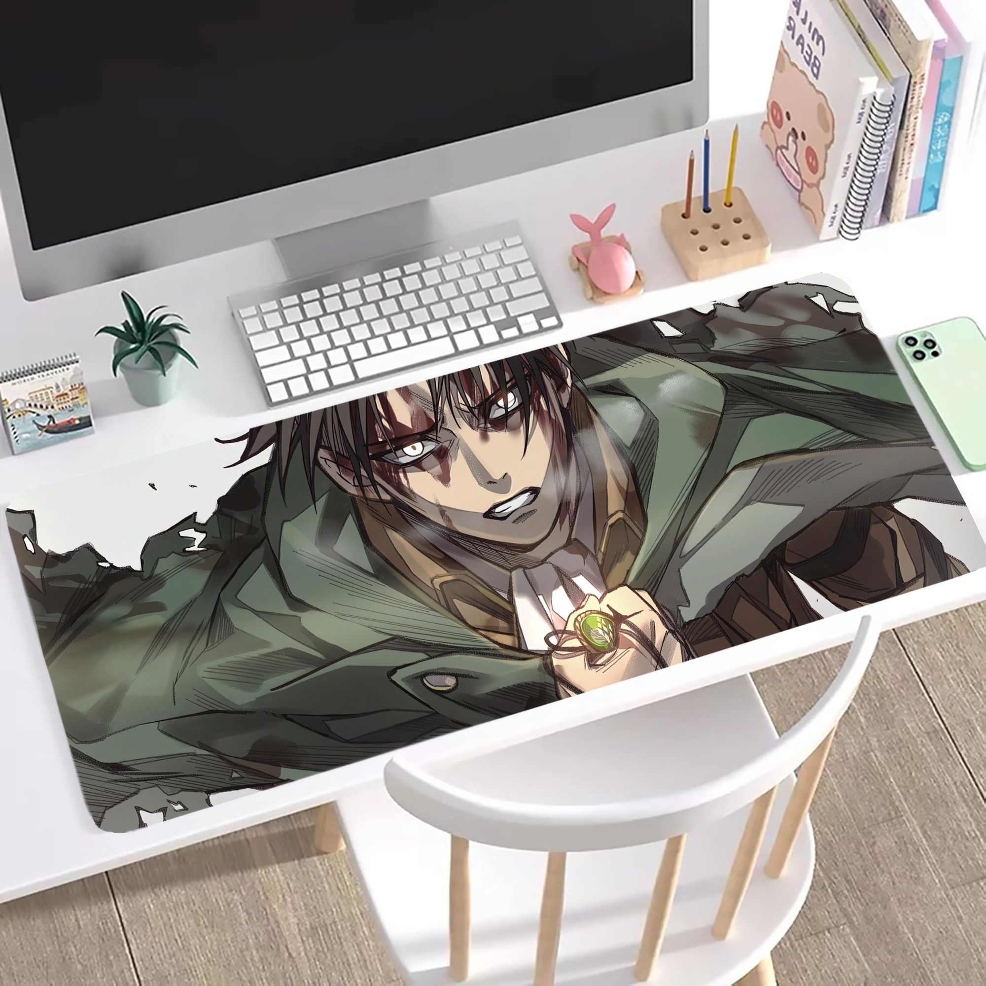 （画像用） 進撃の巨人 Attack on Titan ステッチ加工 大判デスクマット／滑り止めマウスパッド