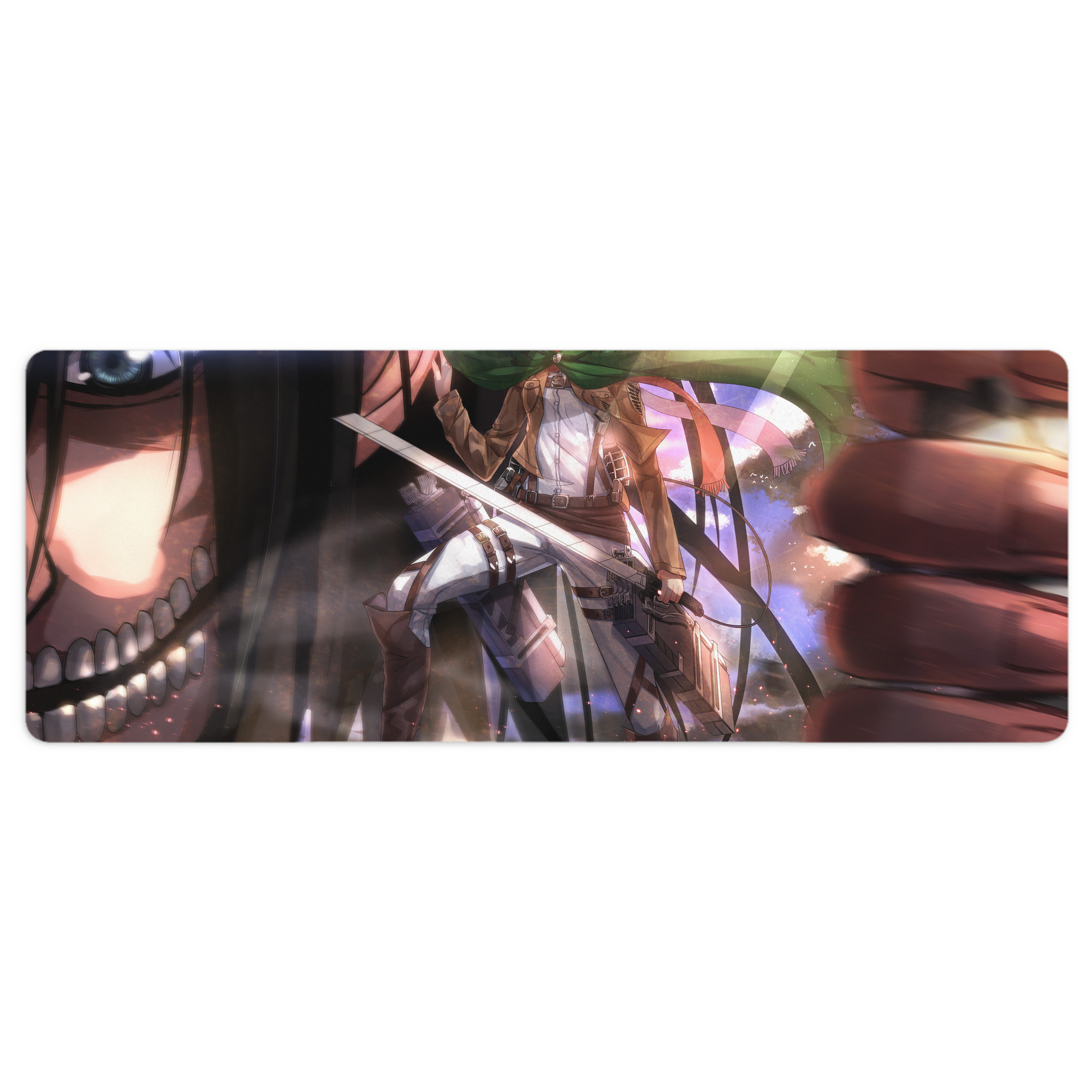 （画像用） 進撃の巨人 Attack on Titan ステッチ加工 大判デスクマット／滑り止めマウスパッド
