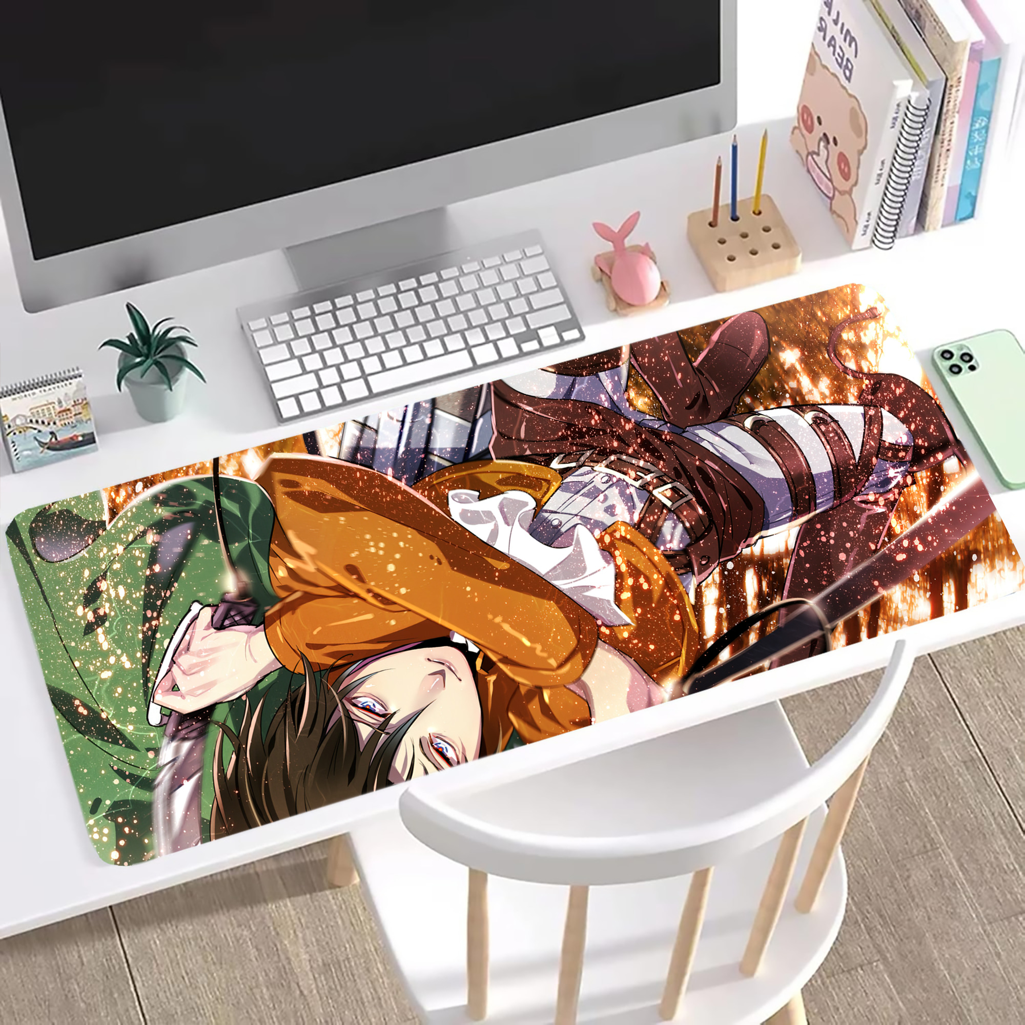 （画像用） 進撃の巨人 Attack on Titan ステッチ加工 大判デスクマット／滑り止めマウスパッド