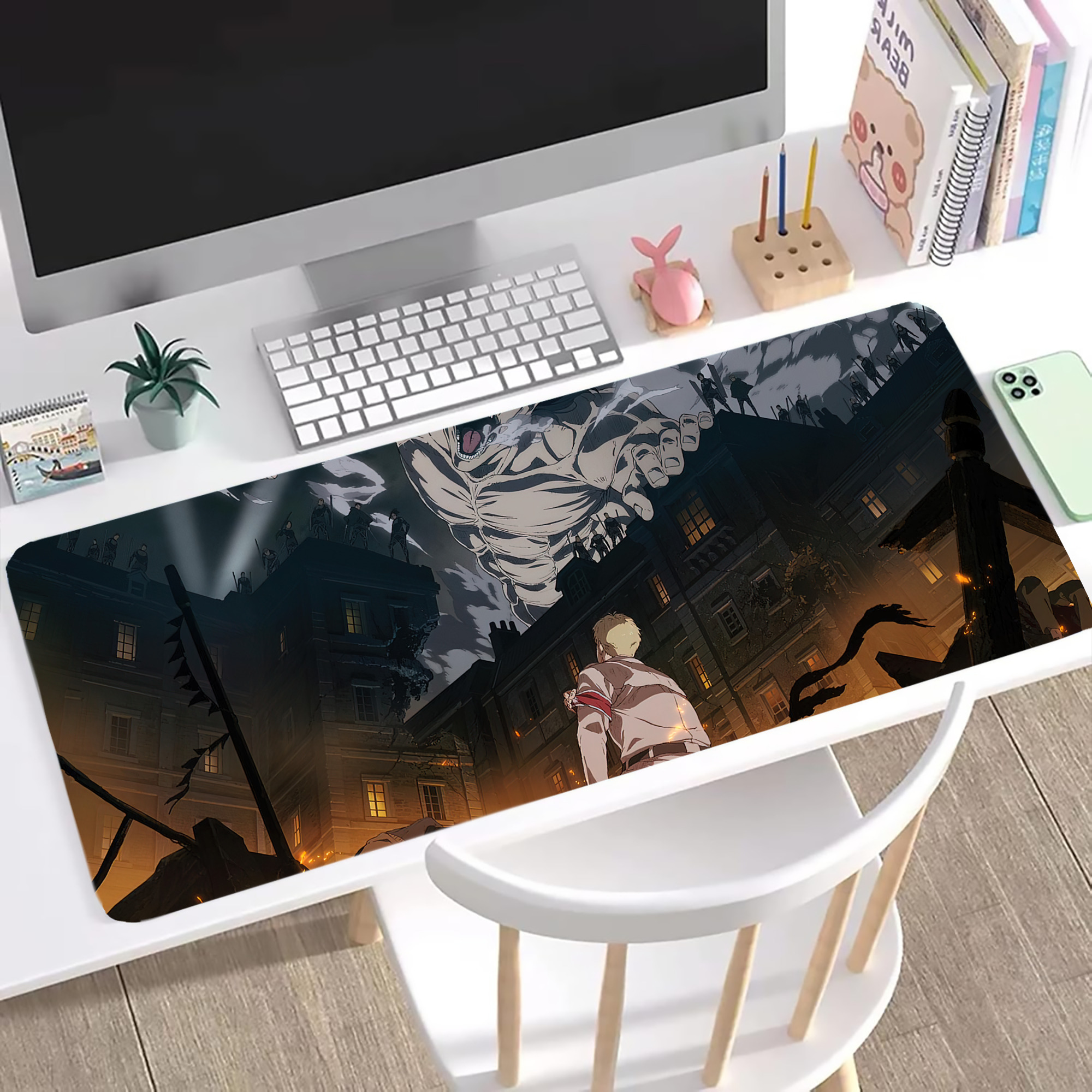 （画像用） 進撃の巨人 Attack on Titan ステッチ加工 大判デスクマット／滑り止めマウスパッド