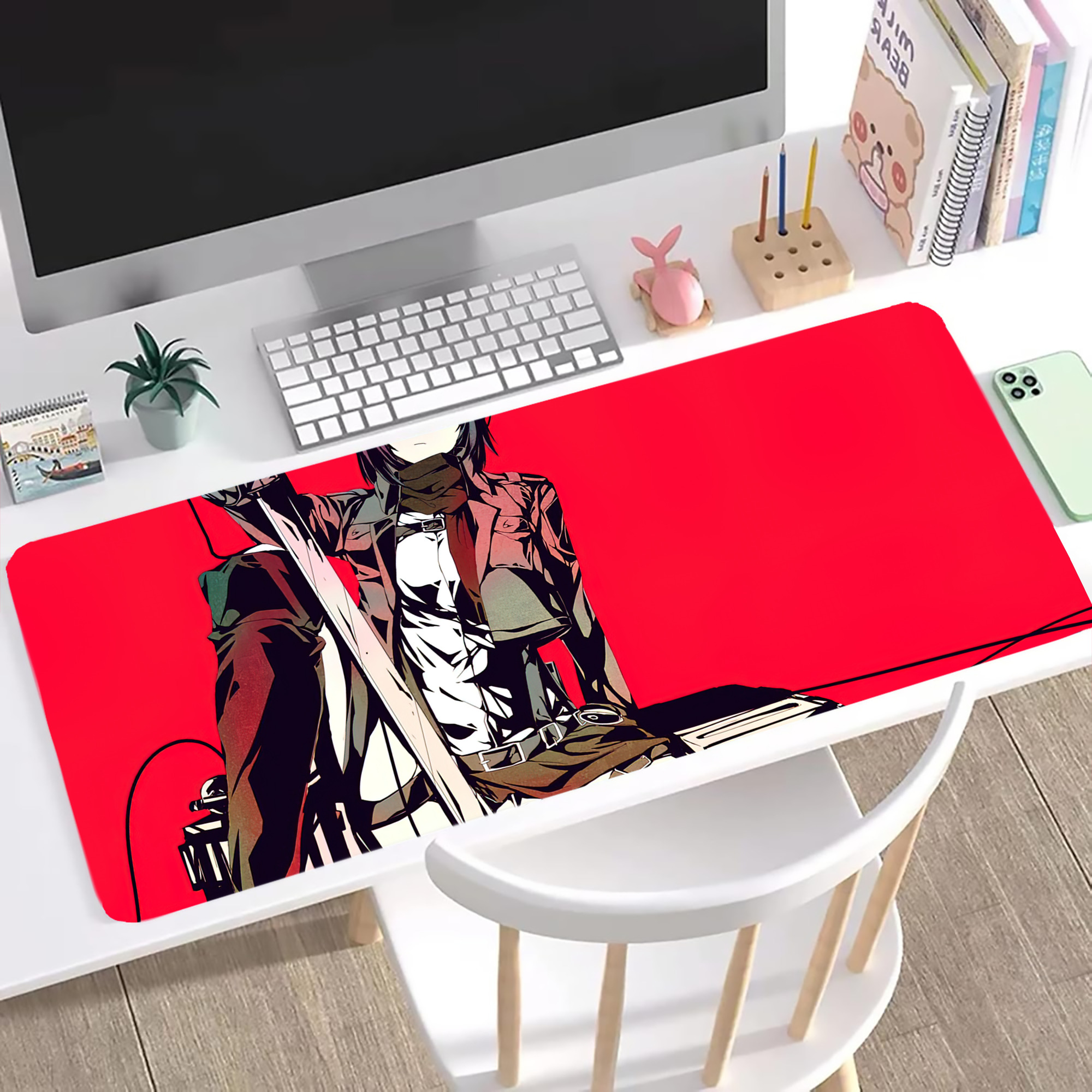 （画像用） 進撃の巨人 Attack on Titan ステッチ加工 大判デスクマット／滑り止めマウスパッド