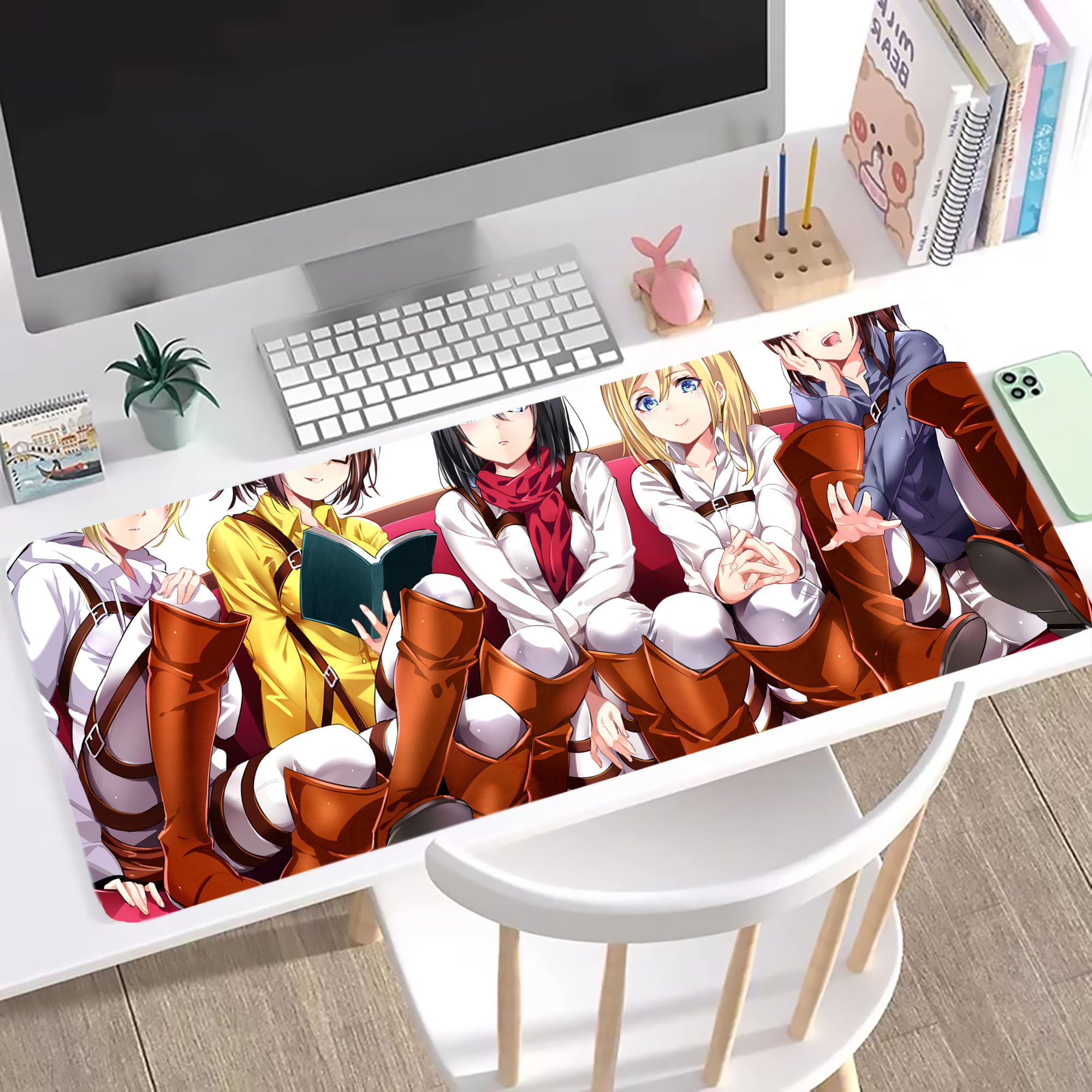 （画像用） 進撃の巨人 Attack on Titan ステッチ加工 大判デスクマット／滑り止めマウスパッド