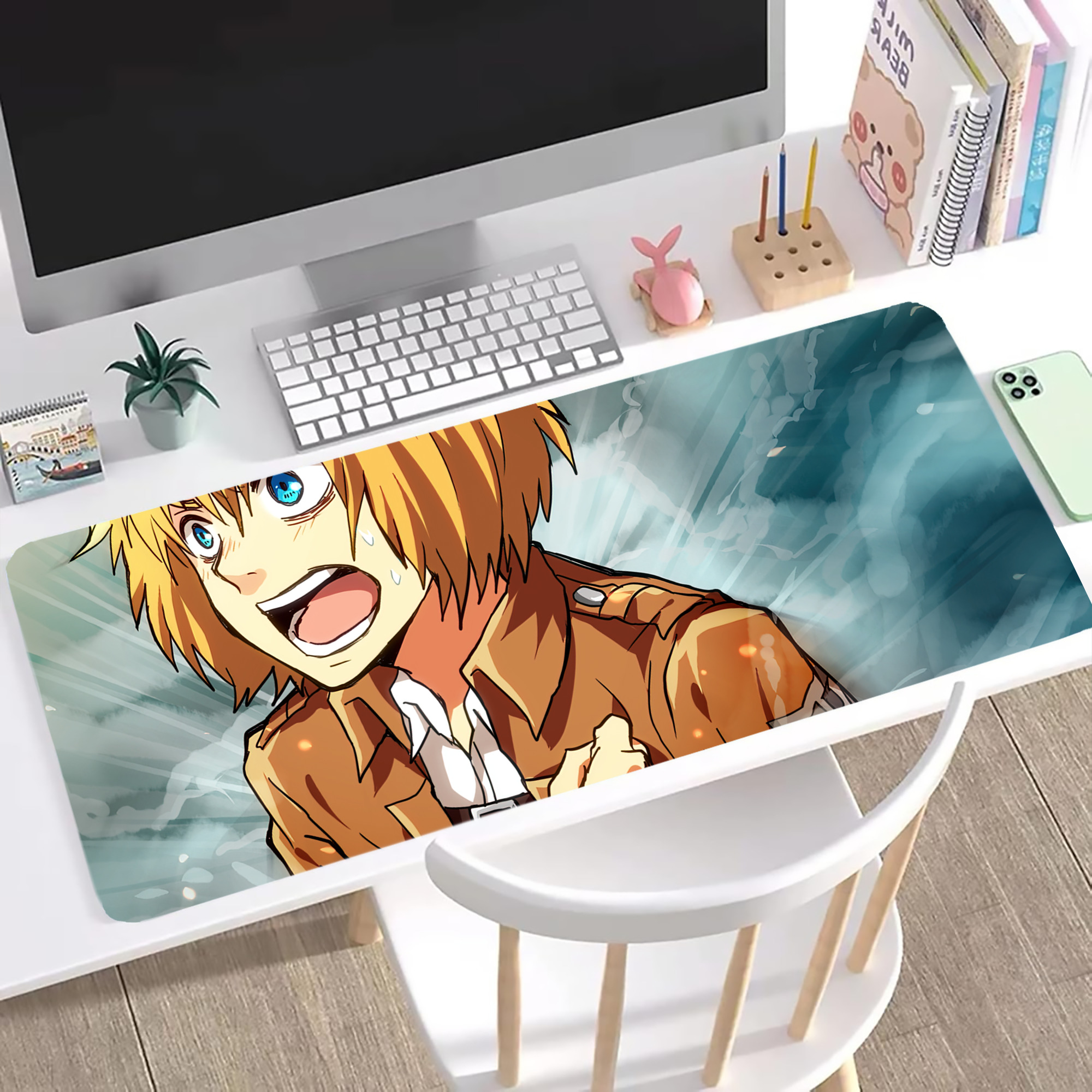 （画像用） 進撃の巨人 Attack on Titan ステッチ加工 大判デスクマット／滑り止めマウスパッド