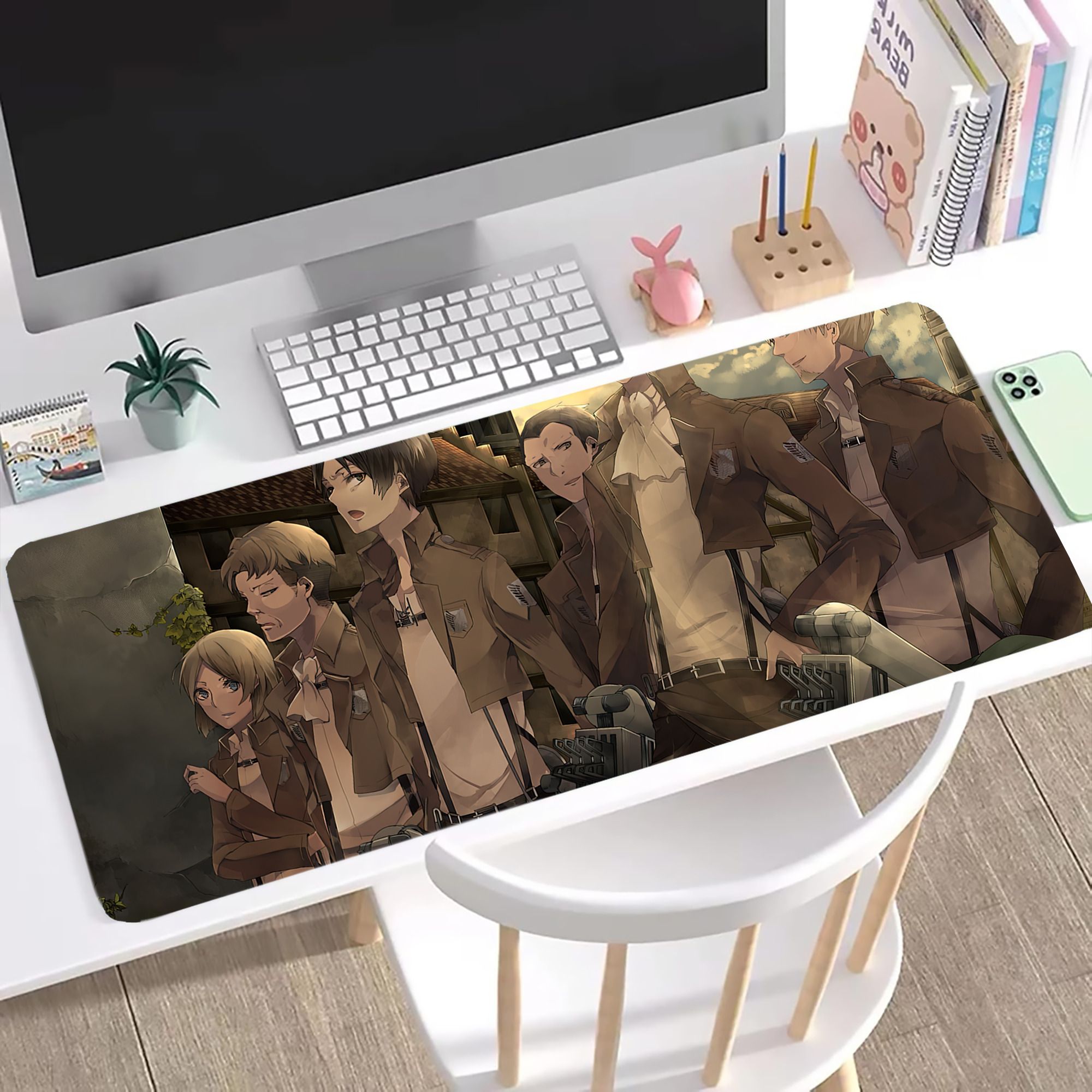 （画像用） 進撃の巨人 Attack on Titan ステッチ加工 大判デスクマット／滑り止めマウスパッド
