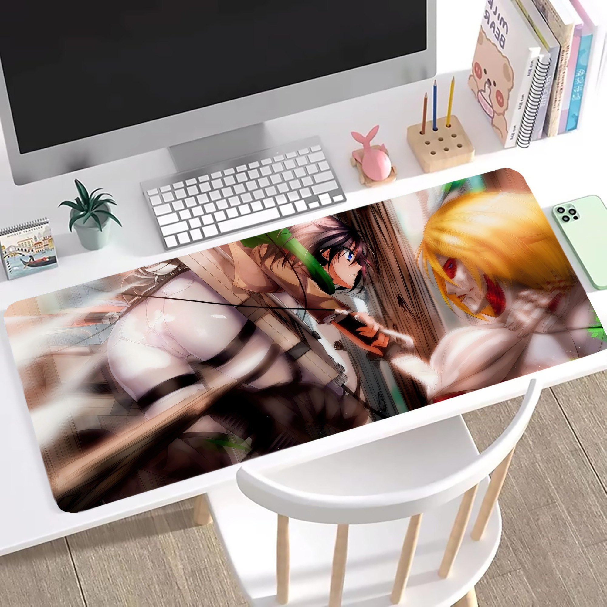 （画像用） 進撃の巨人 Attack on Titan ステッチ加工 大判デスクマット／滑り止めマウスパッド