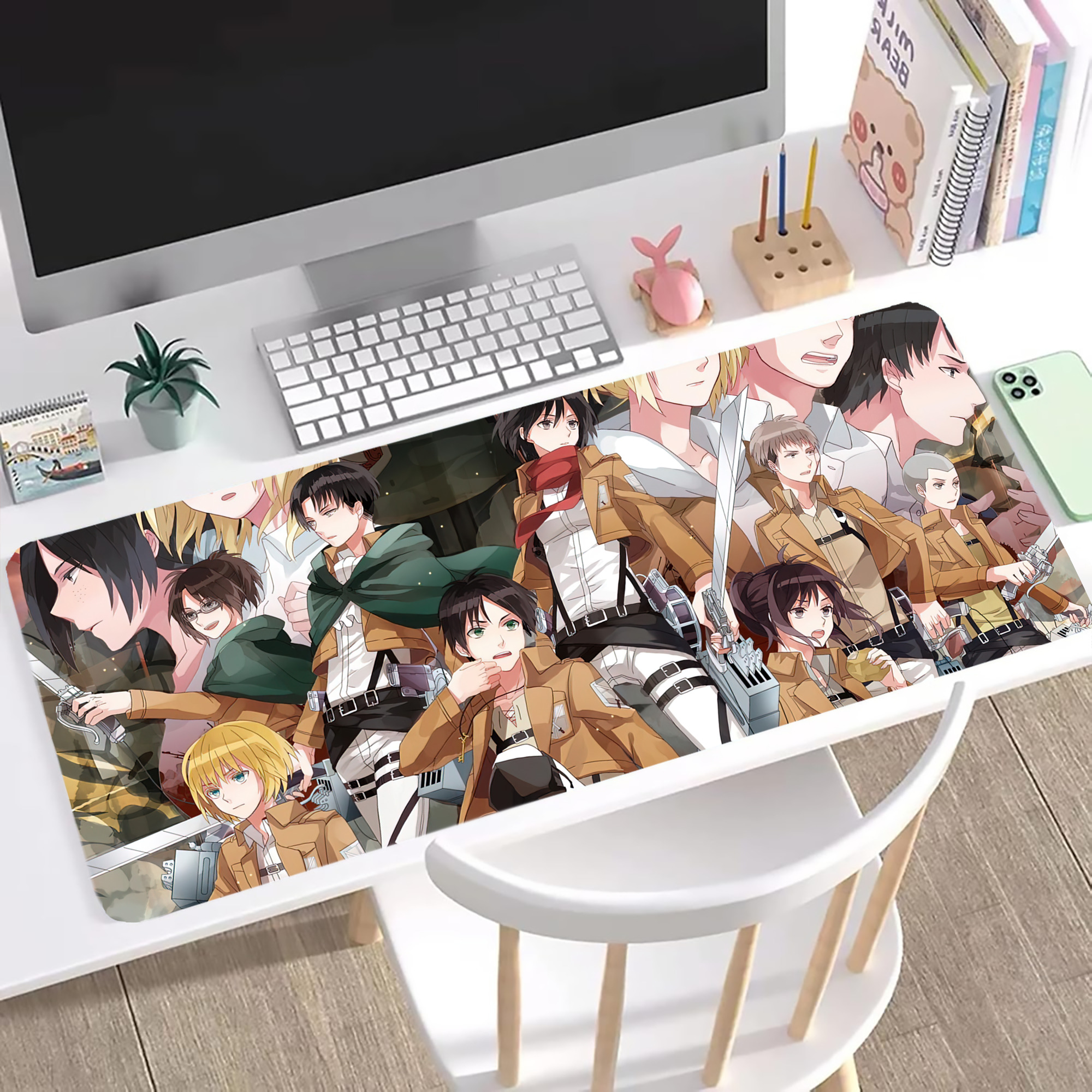 （画像用） 進撃の巨人 Attack on Titan ステッチ加工 大判デスクマット／滑り止めマウスパッド