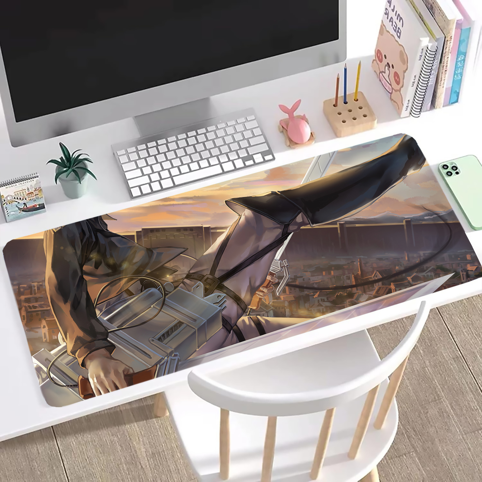 （画像用） 進撃の巨人 Attack on Titan ステッチ加工 大判デスクマット／滑り止めマウスパッド