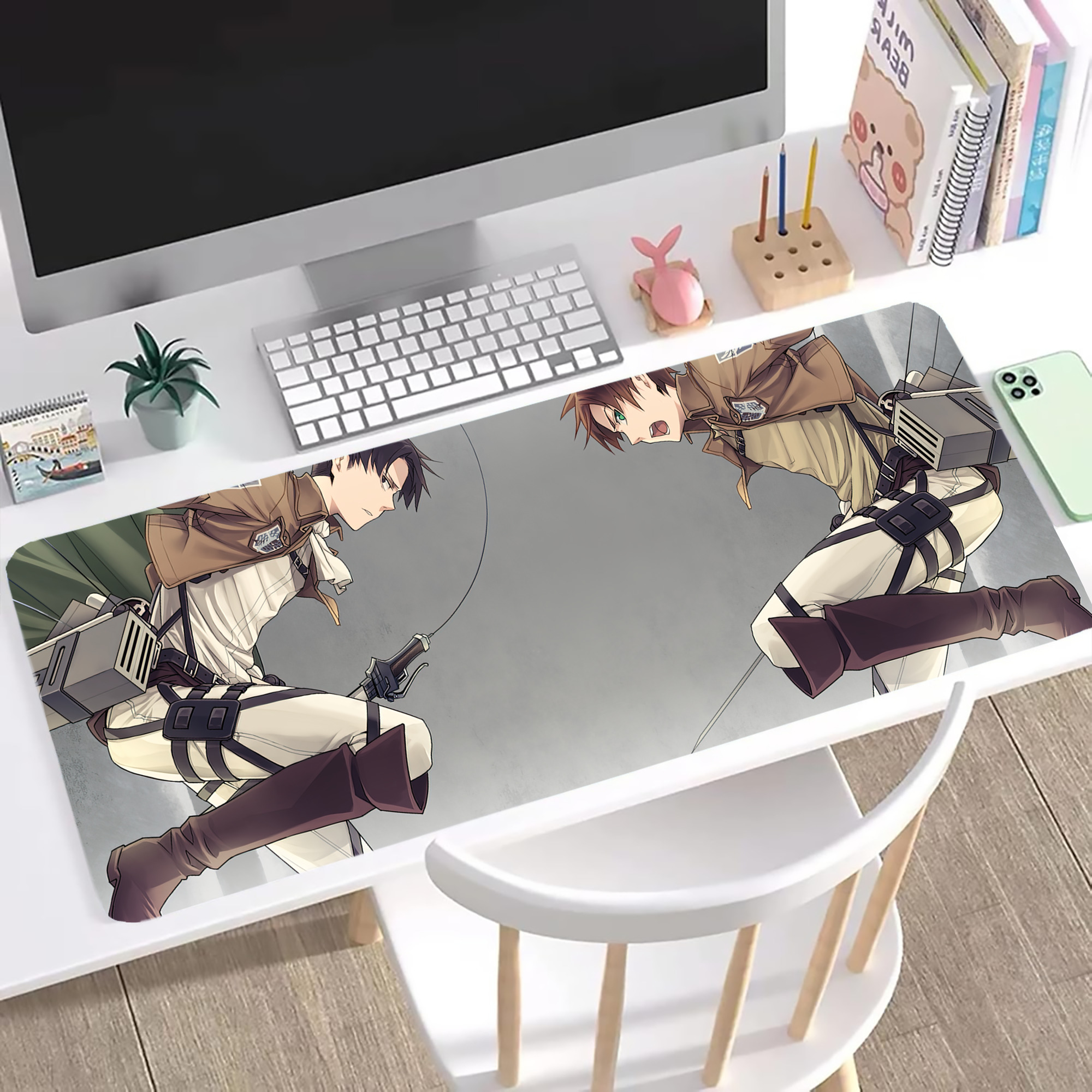 （画像用） 進撃の巨人 Attack on Titan ステッチ加工 大判デスクマット／滑り止めマウスパッド