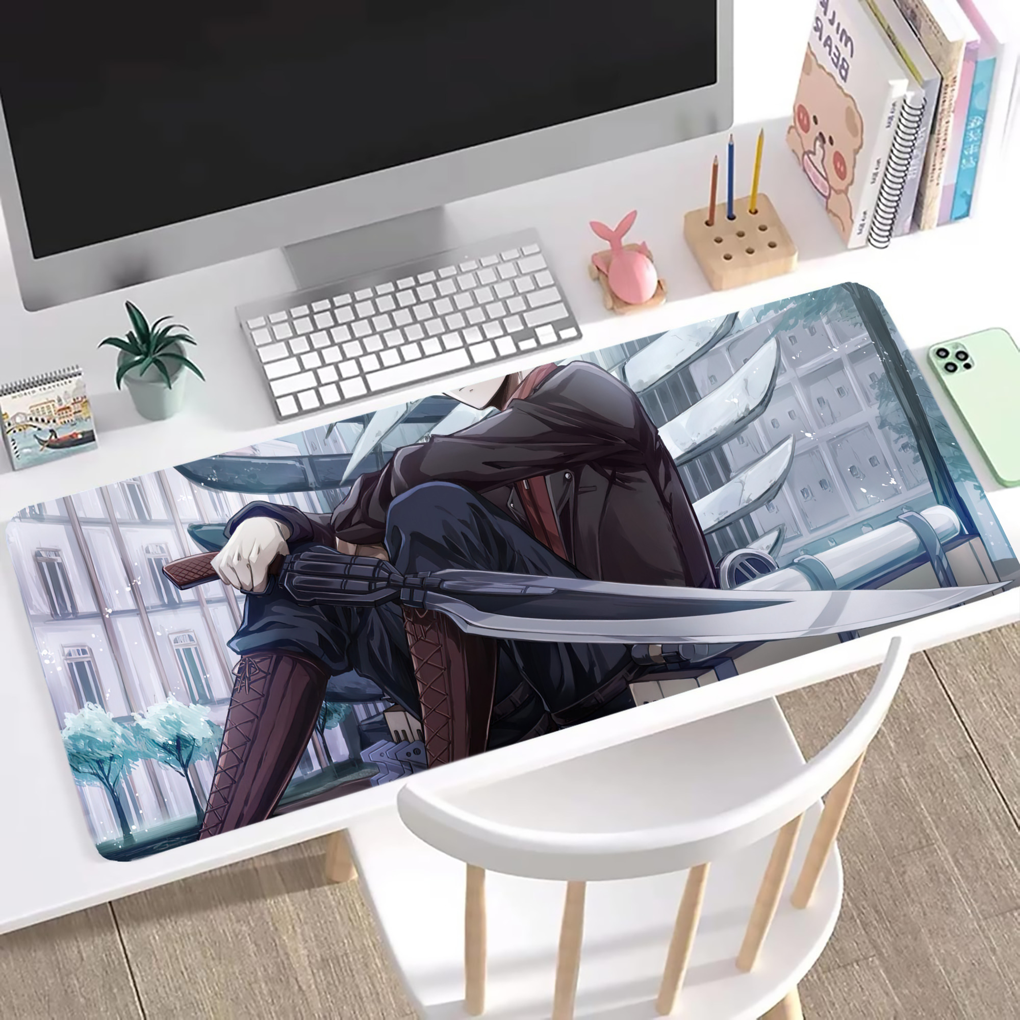 （画像用） 進撃の巨人 Attack on Titan ステッチ加工 大判デスクマット／滑り止めマウスパッド