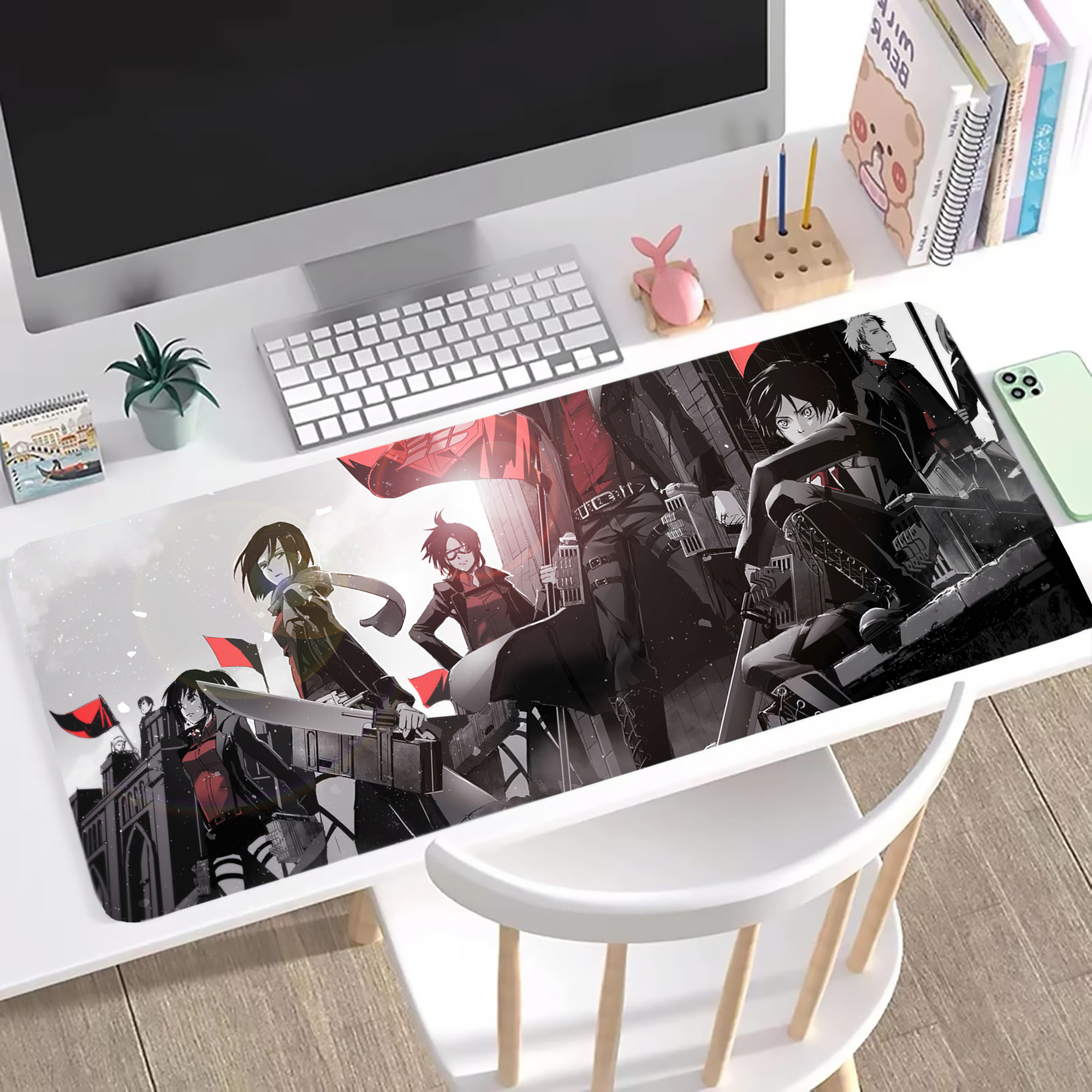 （画像用） 進撃の巨人 Attack on Titan ステッチ加工 大判デスクマット／滑り止めマウスパッド