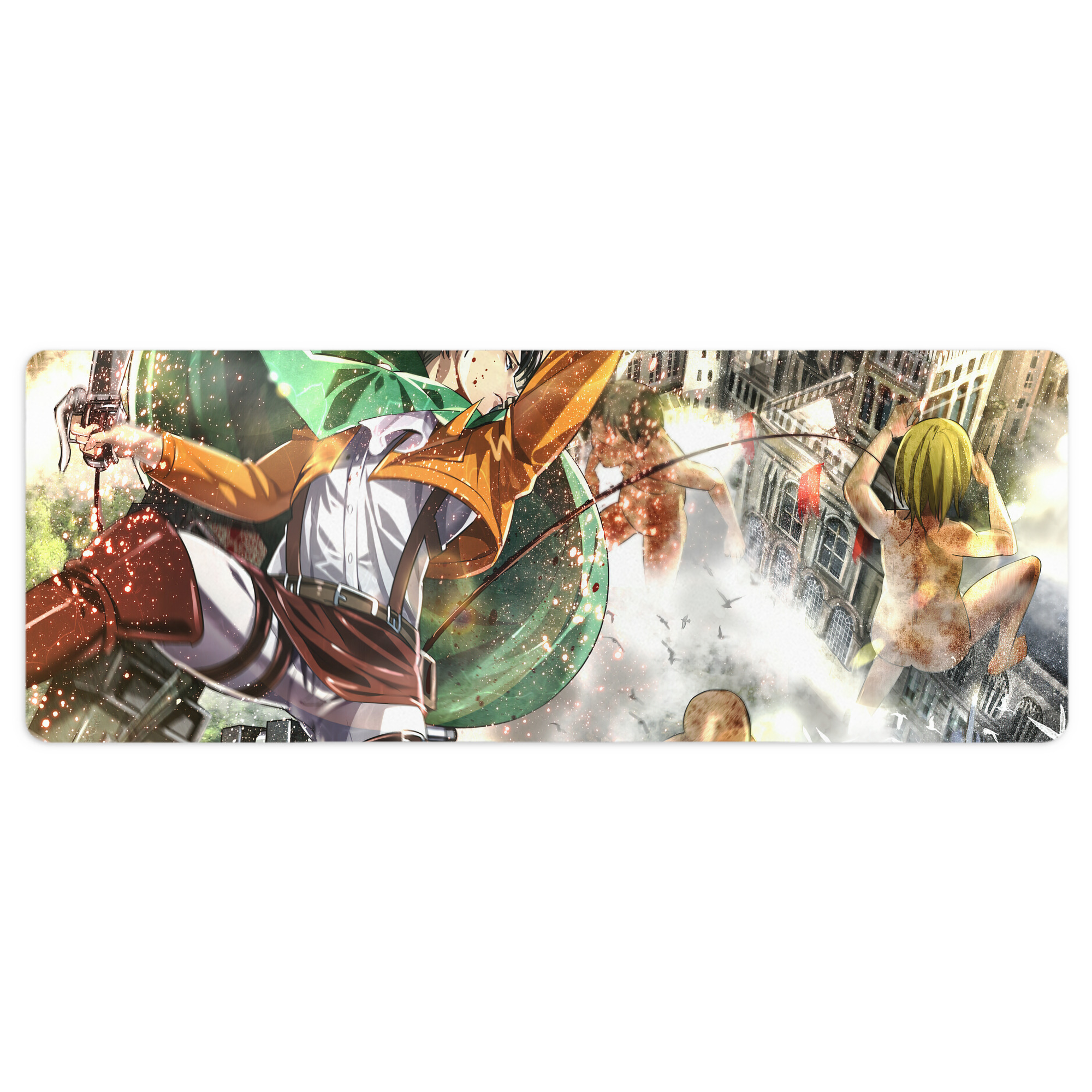 （画像用） 進撃の巨人 Attack on Titan ステッチ加工 大判デスクマット／滑り止めマウスパッド