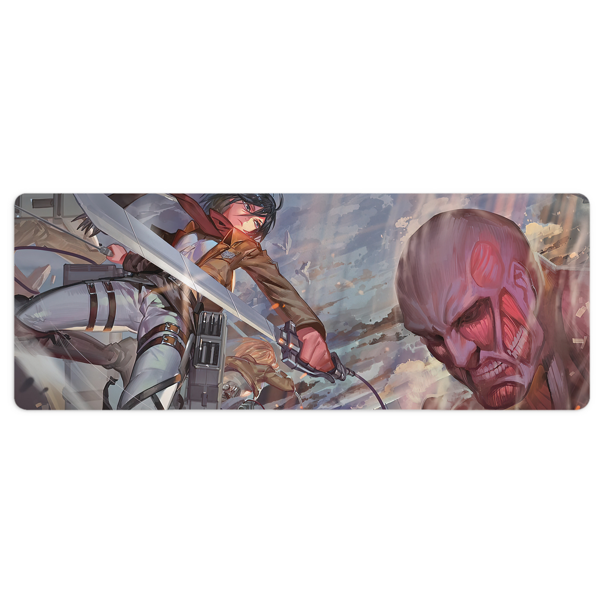 （画像用） 進撃の巨人 Attack on Titan ステッチ加工 大判デスクマット／滑り止めマウスパッド
