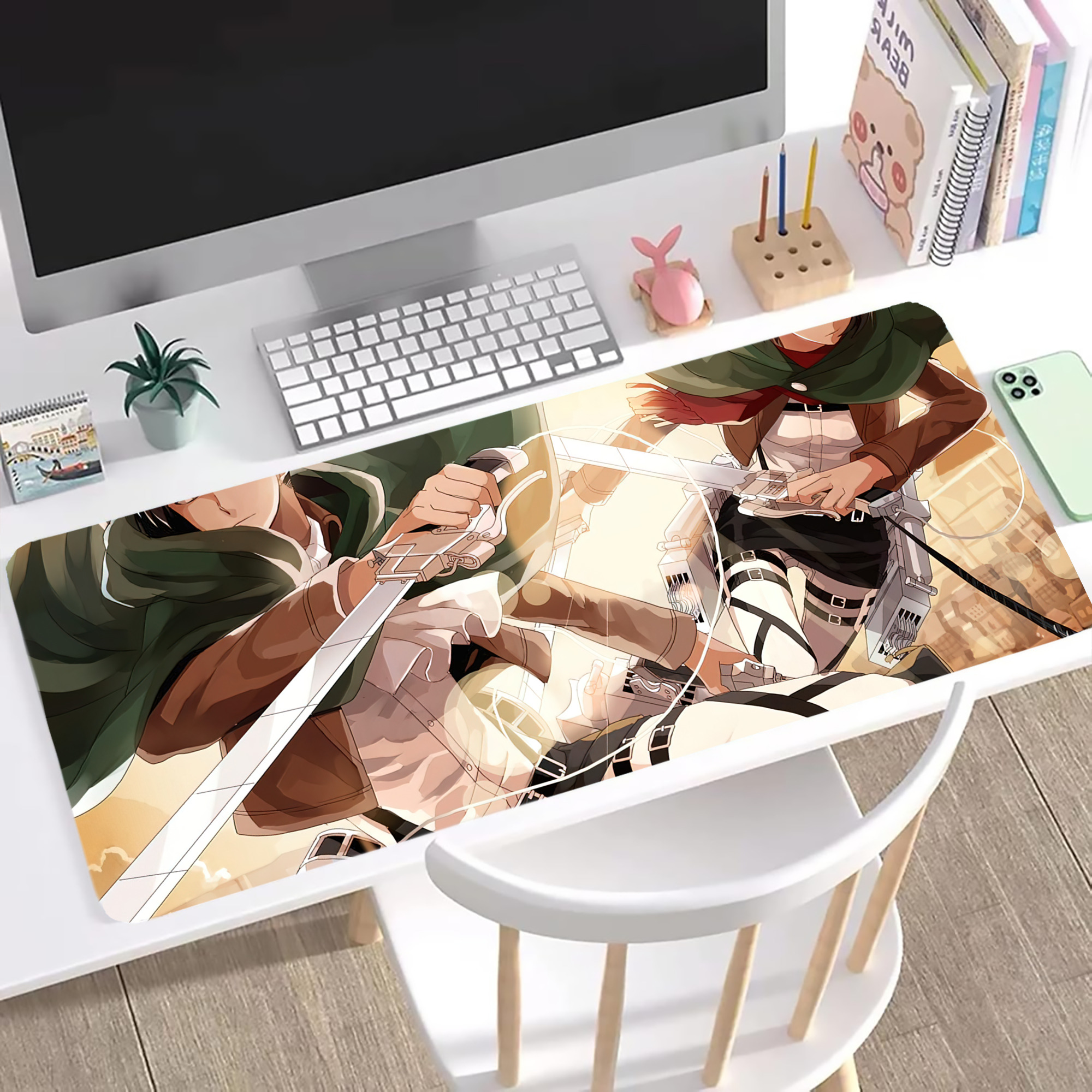 （画像用） 進撃の巨人 Attack on Titan ステッチ加工 大判デスクマット／滑り止めマウスパッド