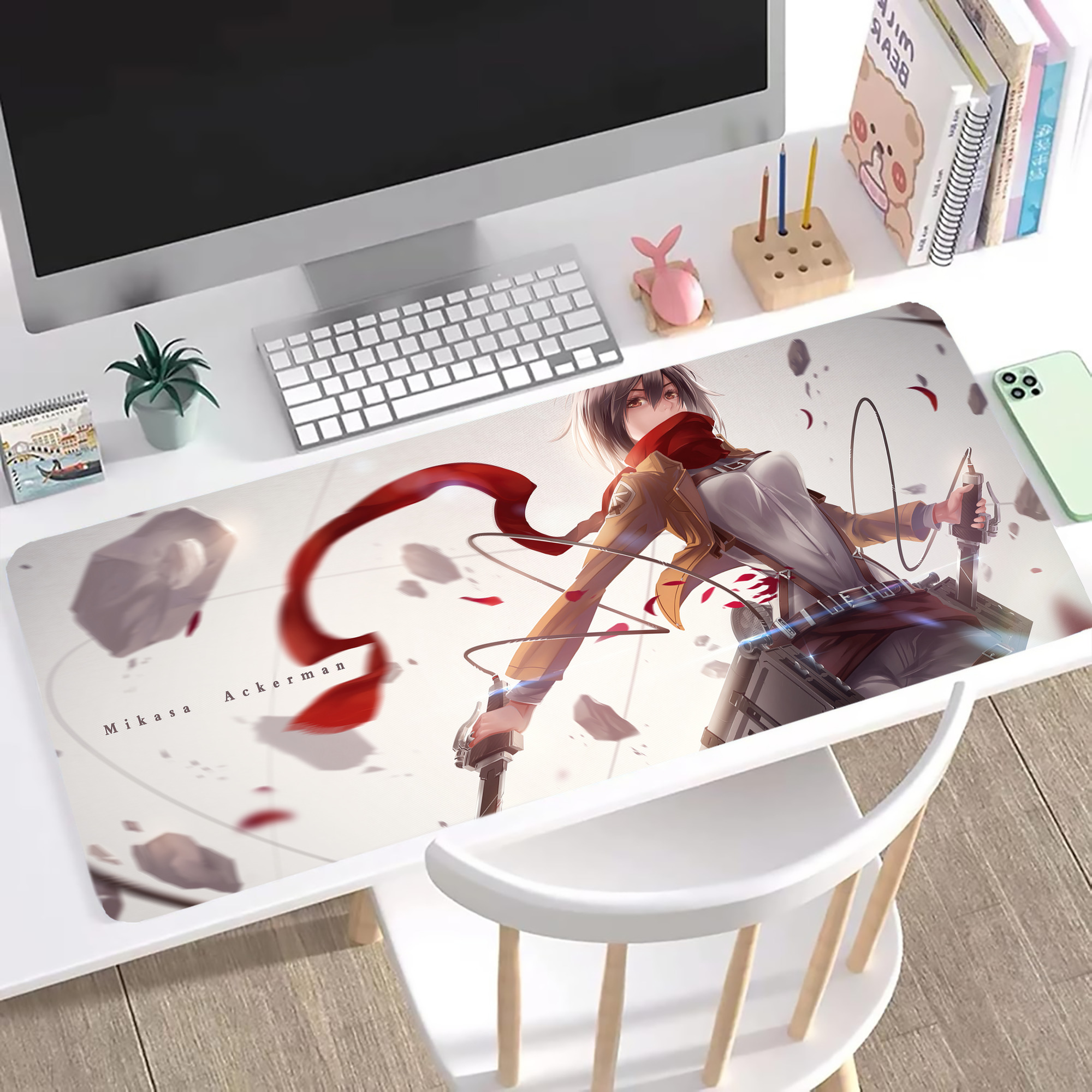 （画像用） 進撃の巨人 Attack on Titan ステッチ加工 大判デスクマット／滑り止めマウスパッド