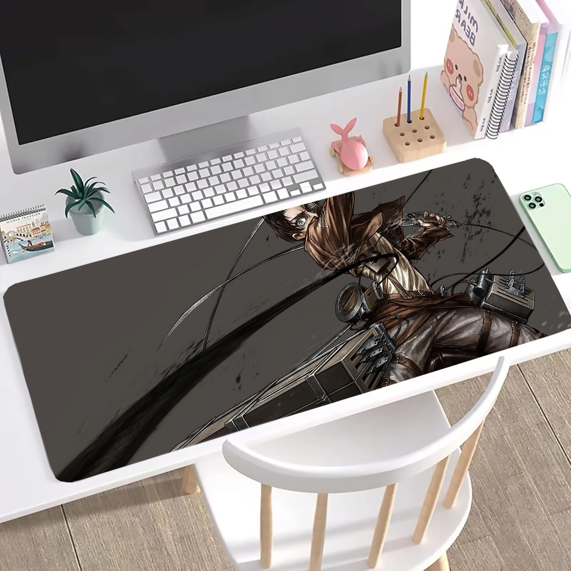 （画像用） 進撃の巨人 Attack on Titan ステッチ加工 大判デスクマット／滑り止めマウスパッド