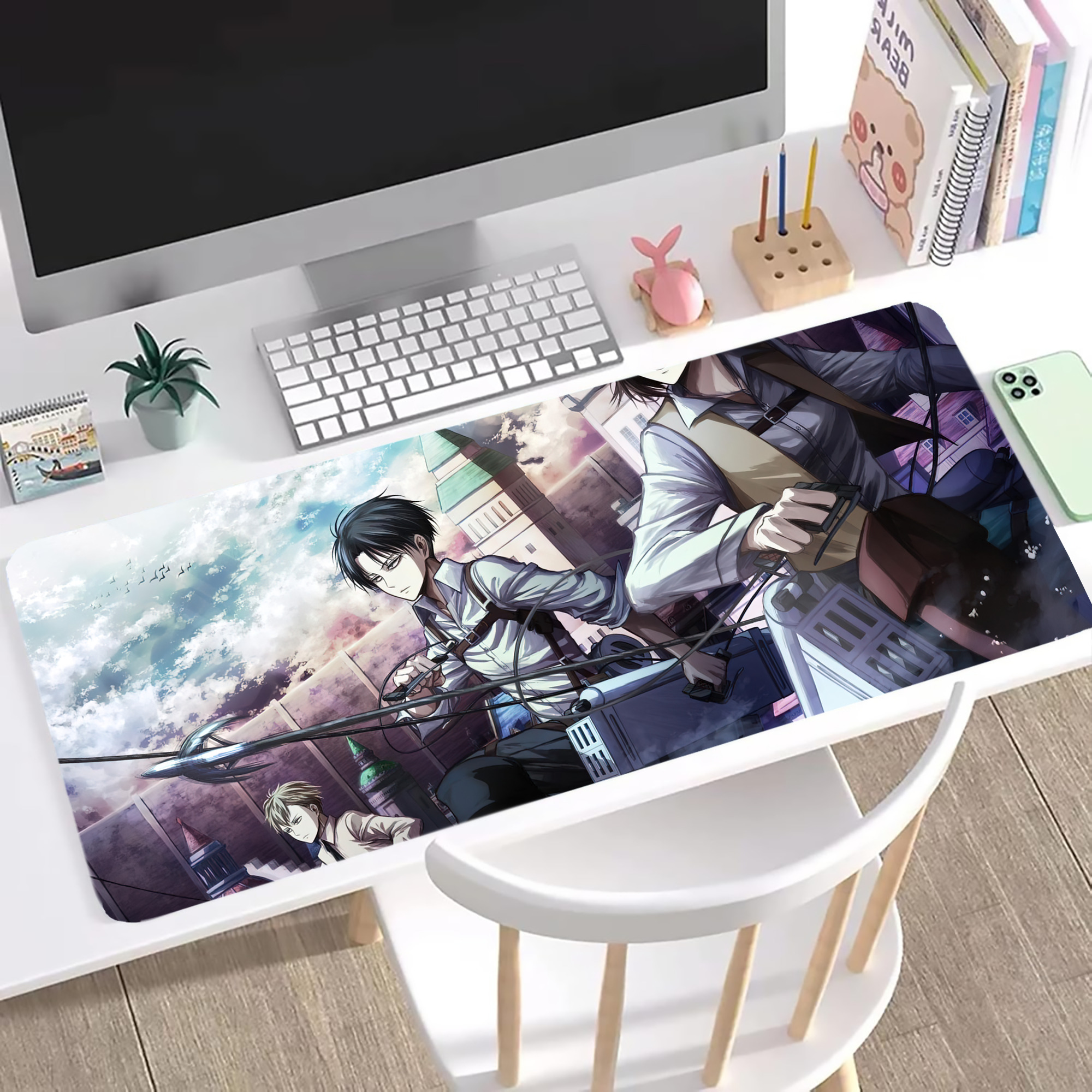 （画像用） 進撃の巨人 Attack on Titan ステッチ加工 大判デスクマット／滑り止めマウスパッド