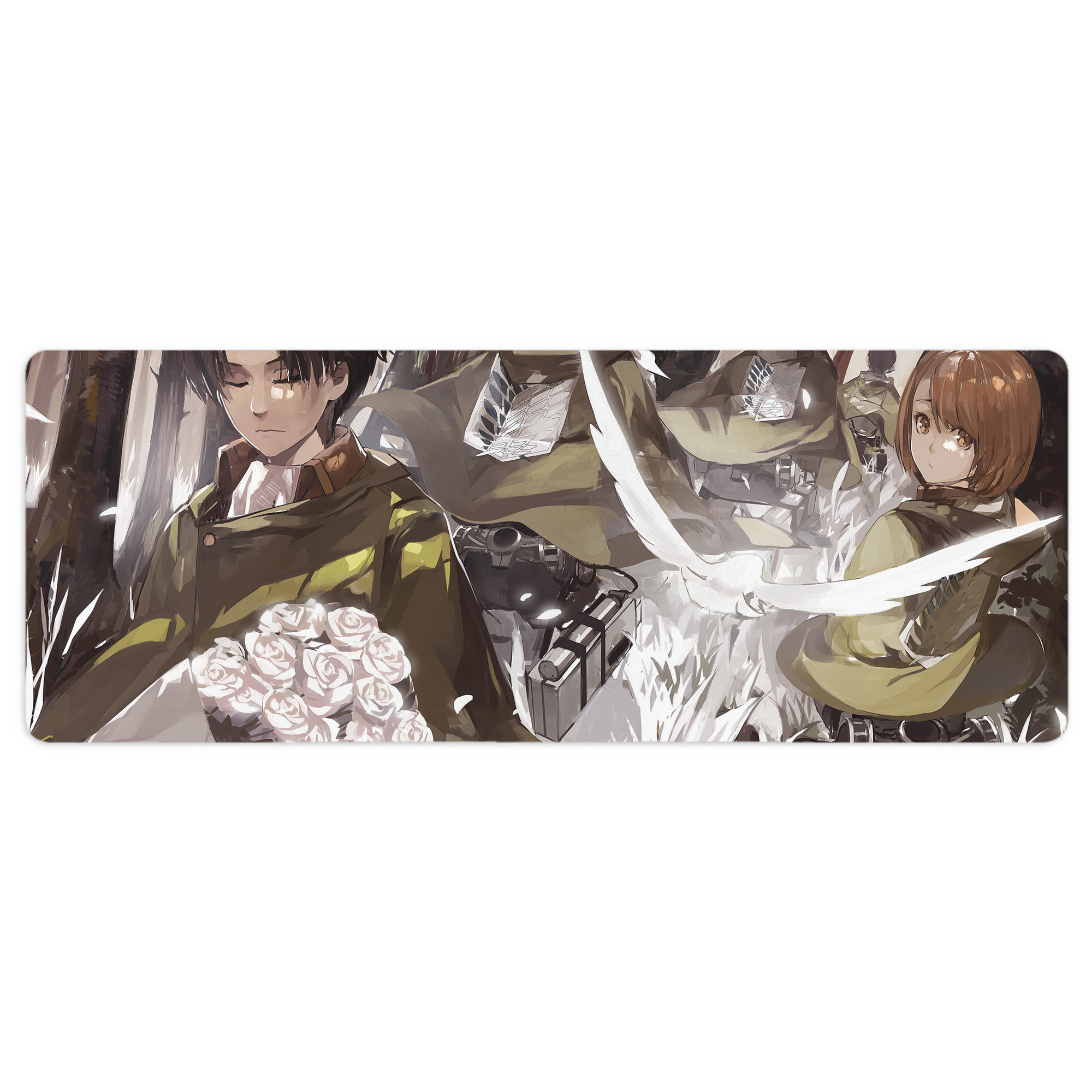 （画像用） 進撃の巨人 Attack on Titan ステッチ加工 大判デスクマット／滑り止めマウスパッド