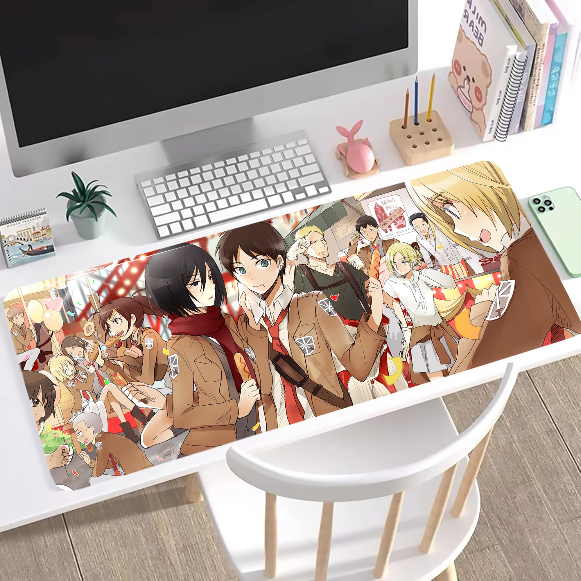 （画像用） 進撃の巨人 Attack on Titan ステッチ加工 大判デスクマット／滑り止めマウスパッド