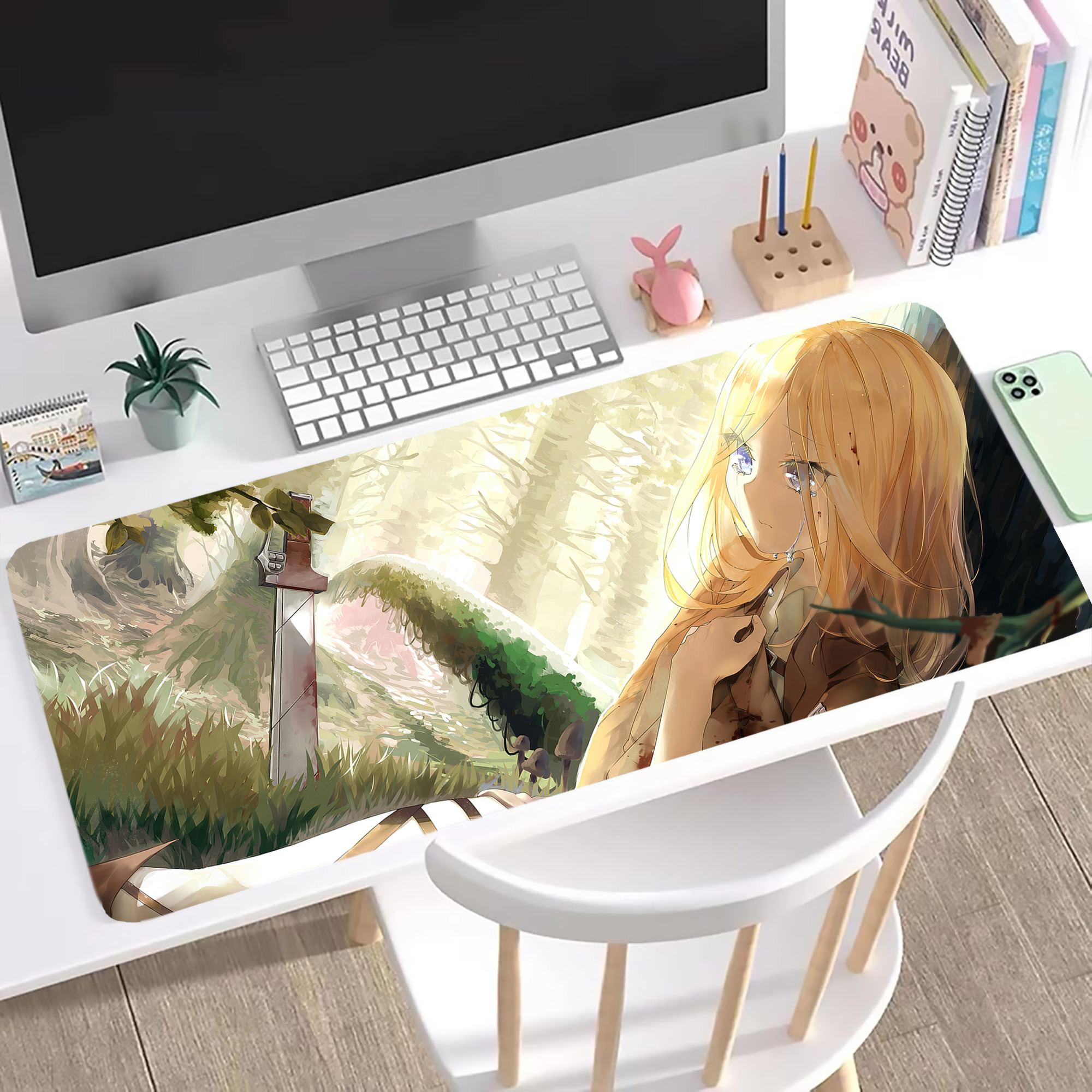 （画像用） 進撃の巨人 Attack on Titan ステッチ加工 大判デスクマット／滑り止めマウスパッド