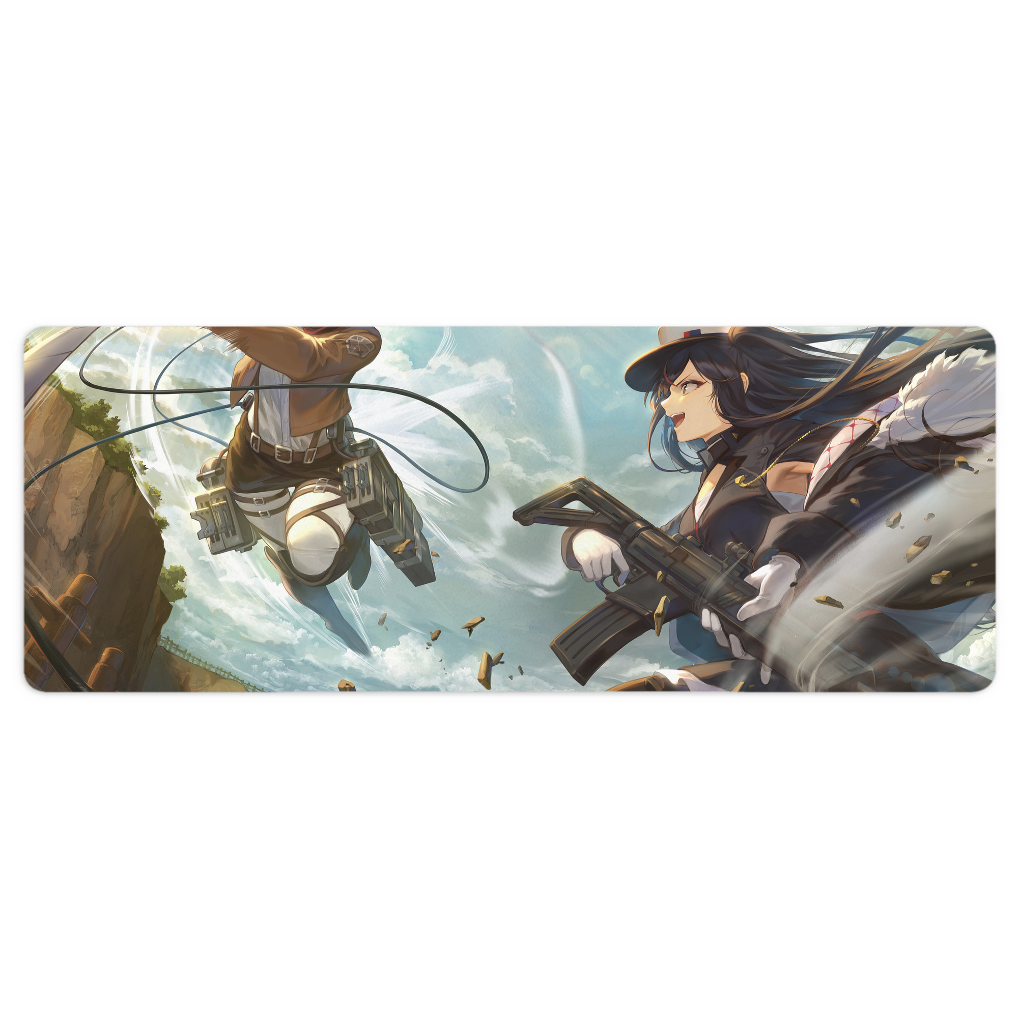 （画像用） 進撃の巨人 Attack on Titan ステッチ加工 大判デスクマット／滑り止めマウスパッド