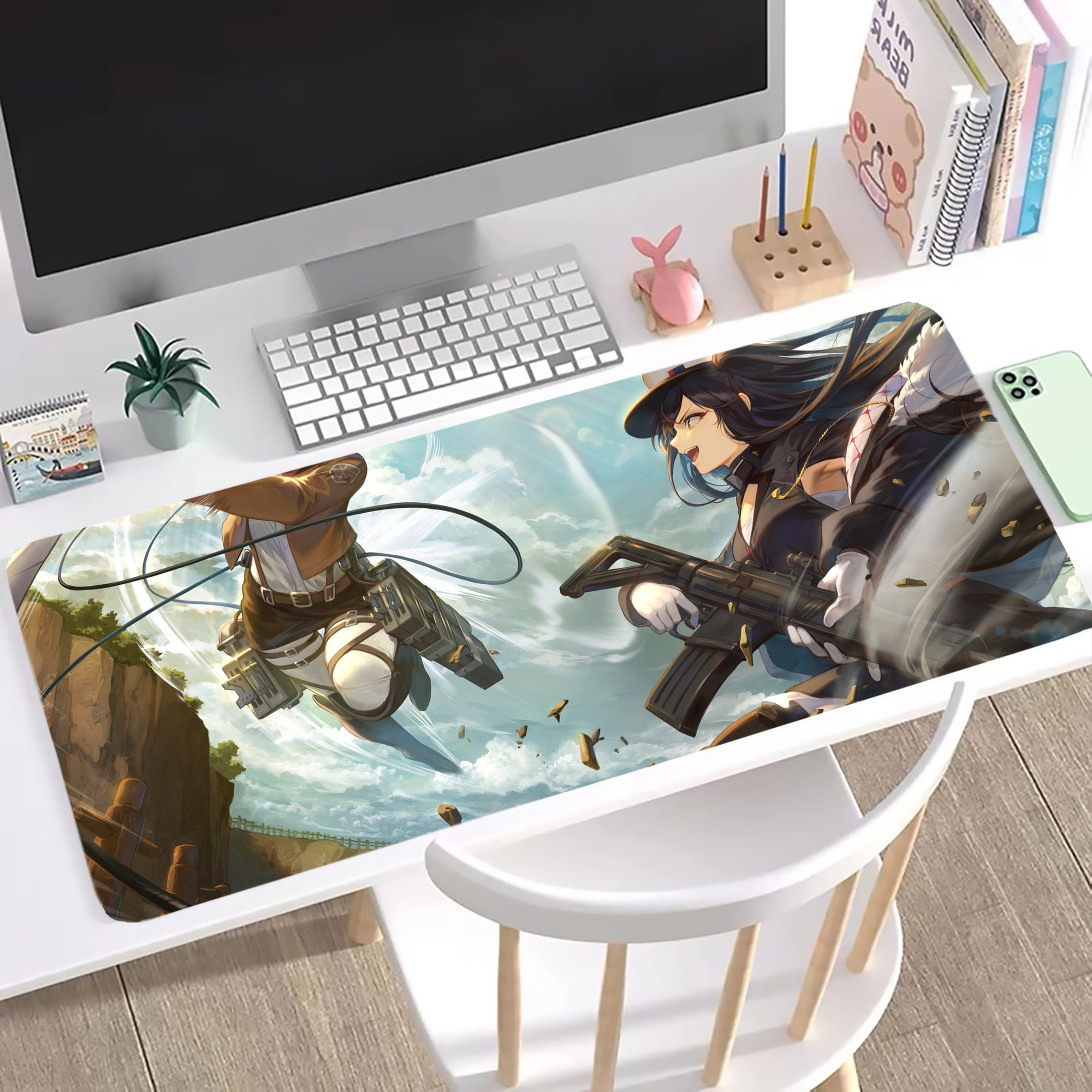（画像用） 進撃の巨人 Attack on Titan ステッチ加工 大判デスクマット／滑り止めマウスパッド