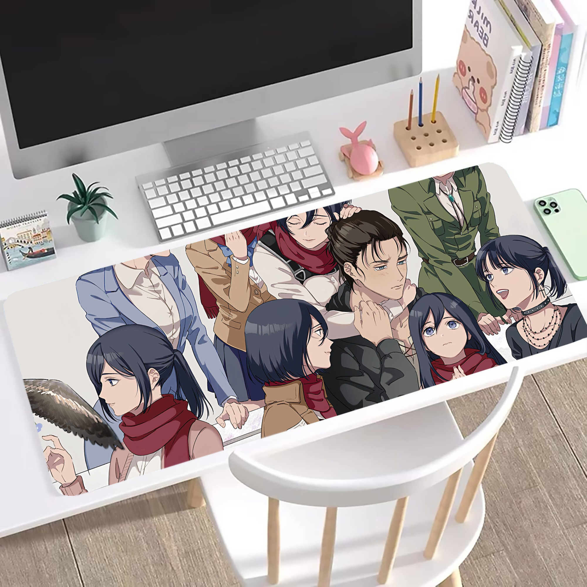 （画像用） 進撃の巨人 Attack on Titan ステッチ加工 大判デスクマット／滑り止めマウスパッド