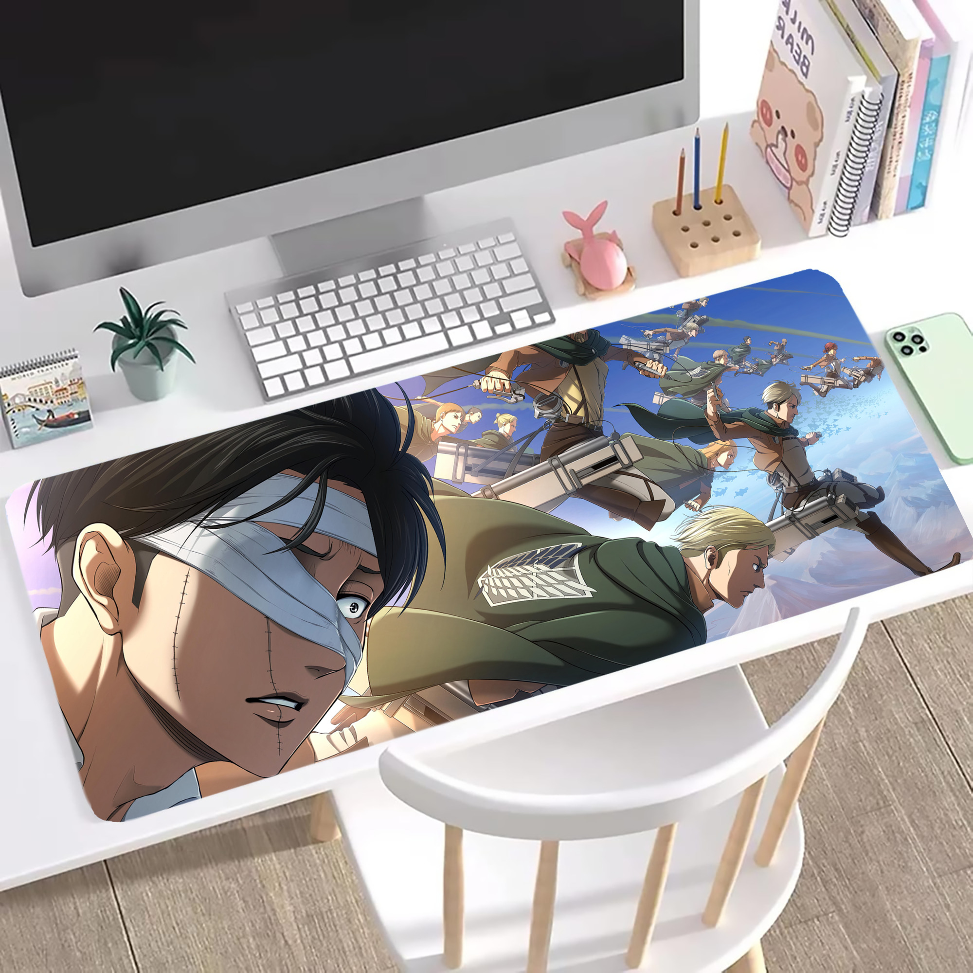 （画像用） 進撃の巨人 Attack on Titan ステッチ加工 大判デスクマット／滑り止めマウスパッド